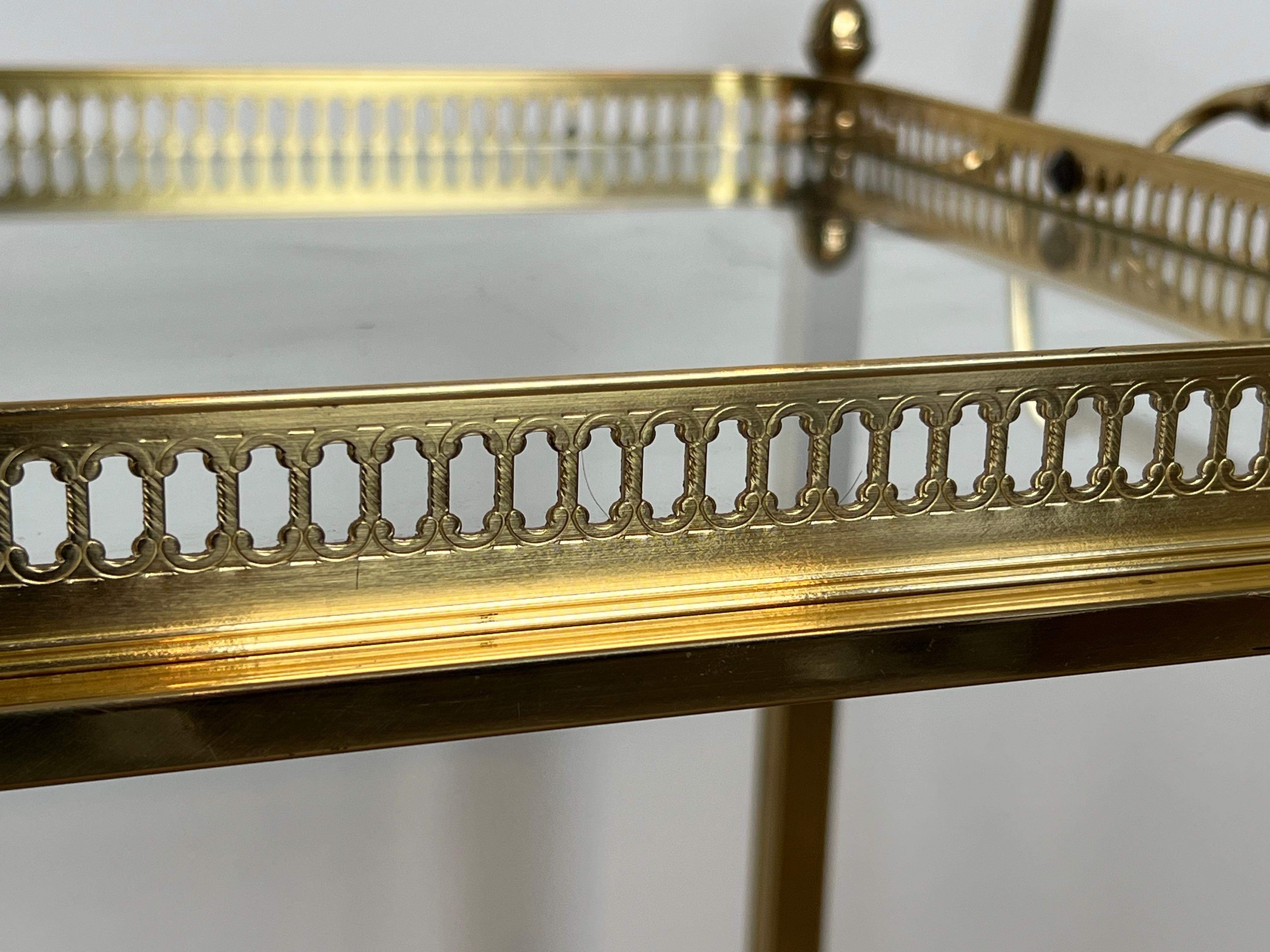Neoclassical Style Brass Drinks Trolley with Lily Flowers. Maison Baguès. 11