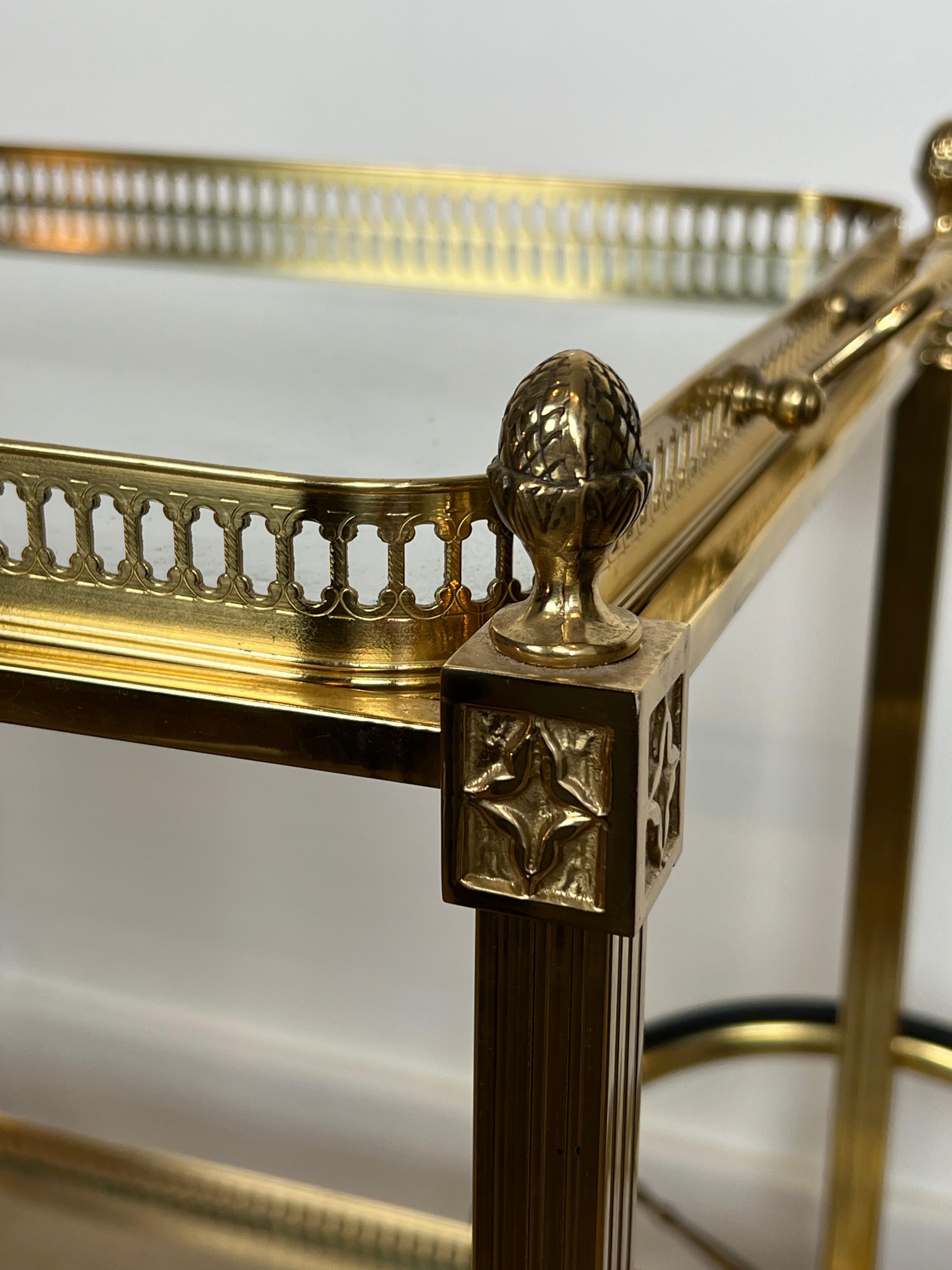 Neoclassical Style Brass Drinks Trolley with Lily Flowers. Maison Baguès. 12