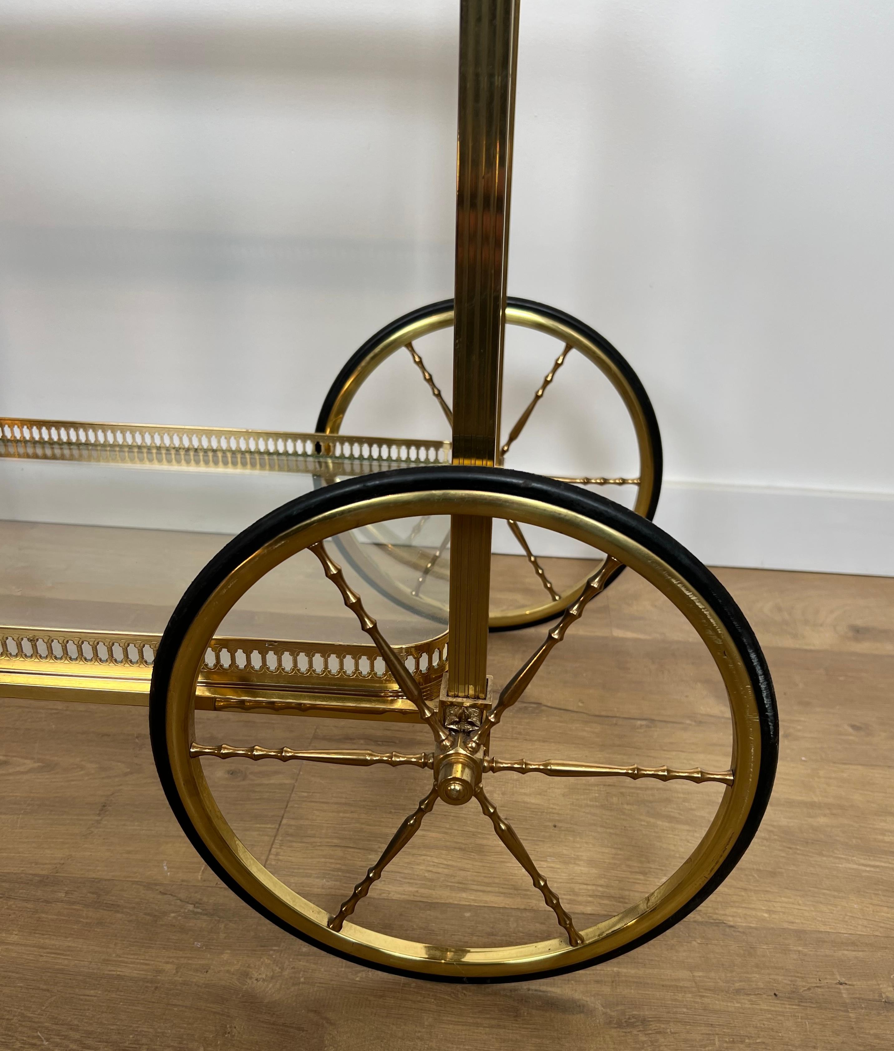 Neoclassical Style Brass Drinks Trolley with Lily Flowers. Maison Baguès. 13