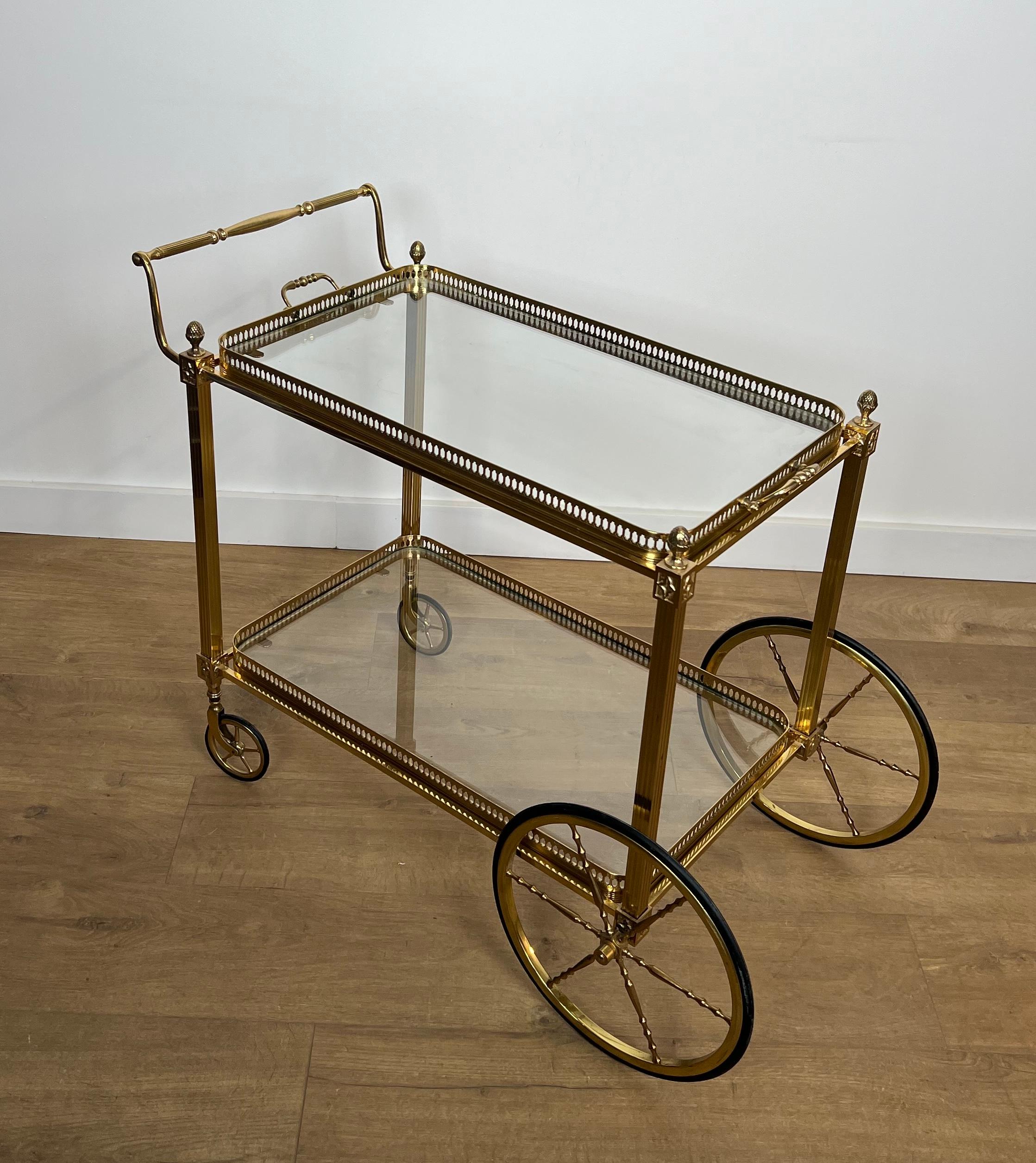 Neoclassical Style Brass Drinks Trolley with Lily Flowers. Maison Baguès. 14