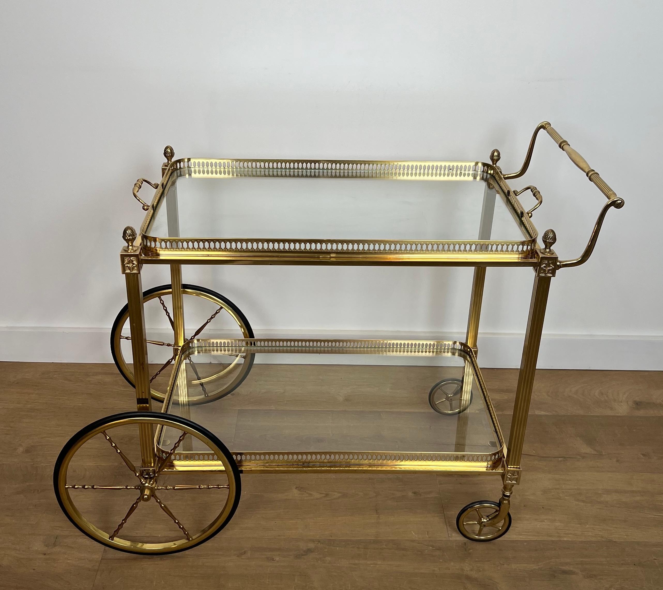 Neoclassical Style Brass Drinks Trolley with Lily Flowers. Maison Baguès. 16