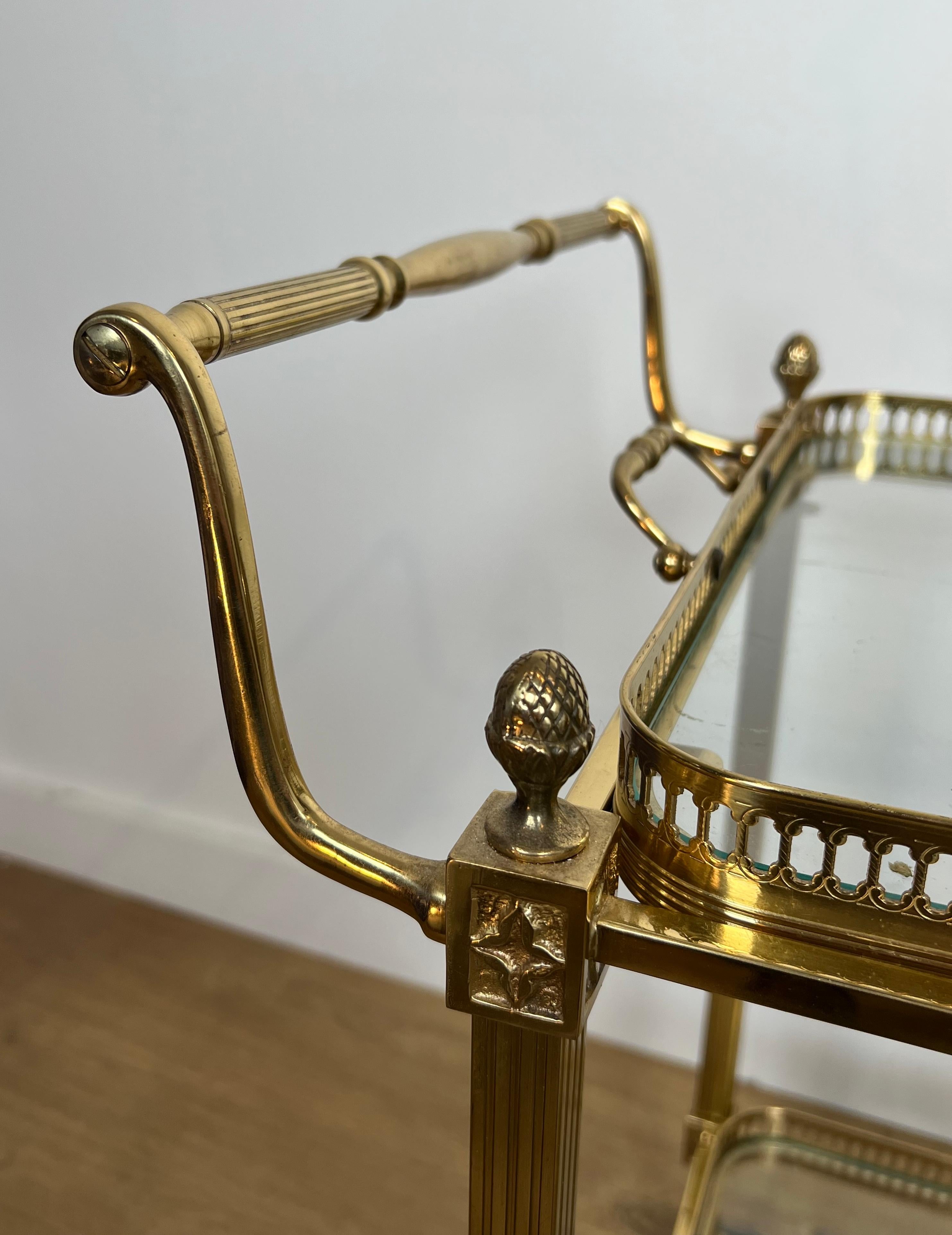 Neoclassical Style Brass Drinks Trolley with Lily Flowers. Maison Baguès. 2