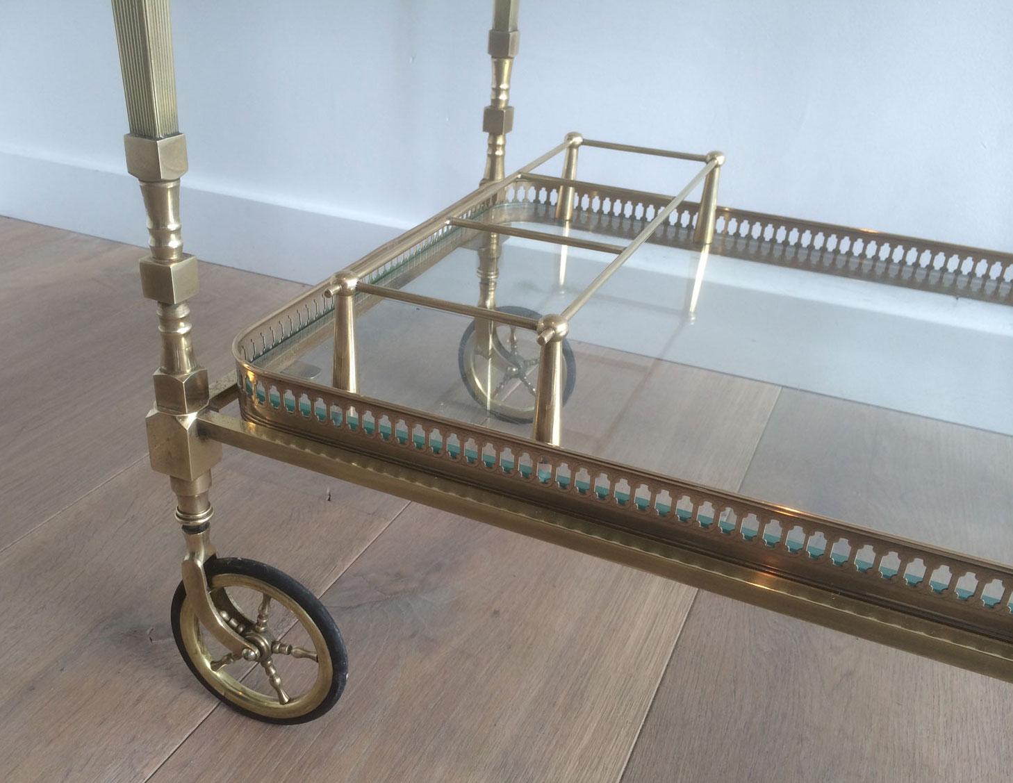 Neoclassical Style Brass Drinks Trolley with Removable Trays by Maison Jansen 5