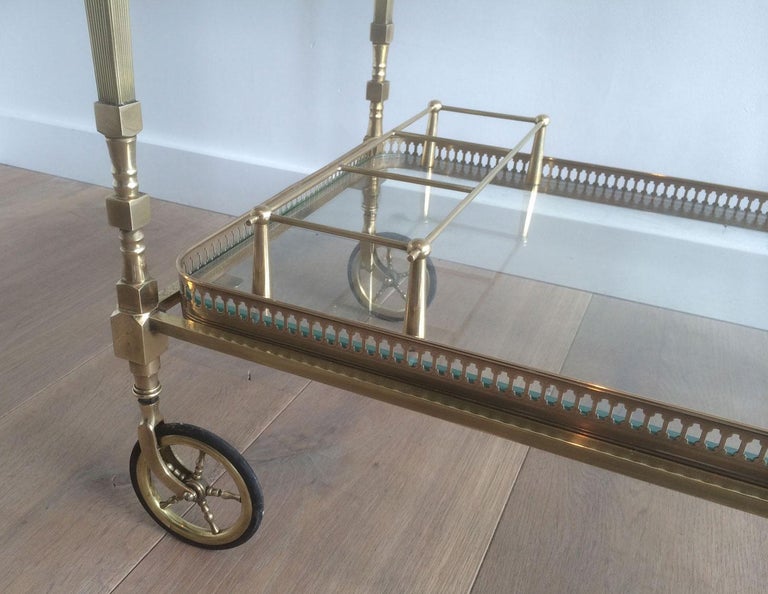 Neoclassical Style Brass Drinks Trolley with Removable Trays by Maison Jansen For Sale 5