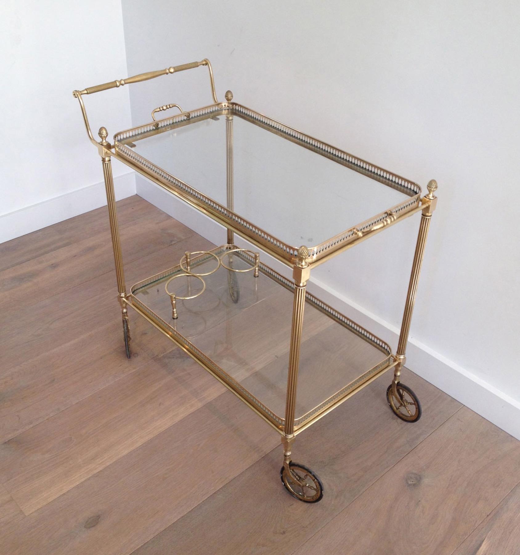 Neoclassical Style Brass Drinks Trolley with Removable Trays by Maison Jansen 5