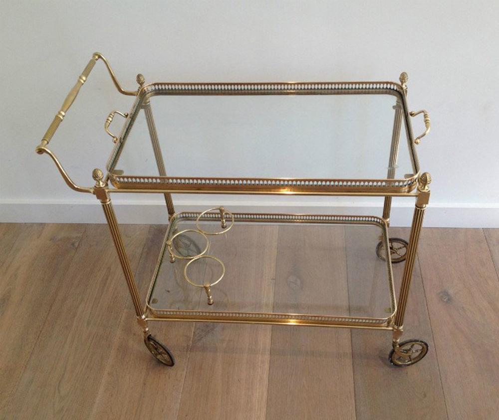 Neoclassical Style Brass Drinks Trolley with Removable Trays by Maison Jansen 4