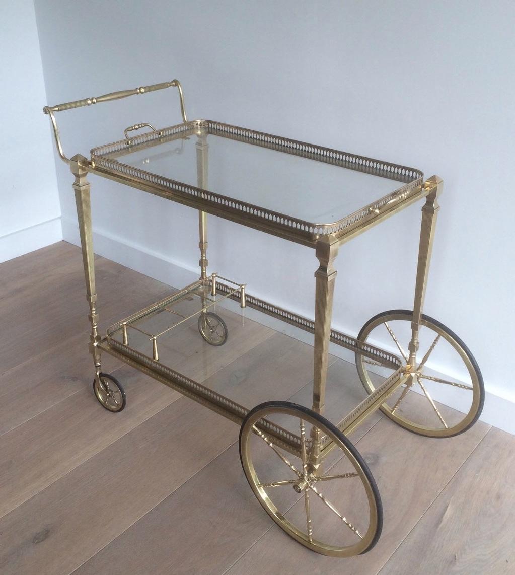 Neoclassical Style Brass Drinks Trolley with Removable Trays by Maison Jansen 7