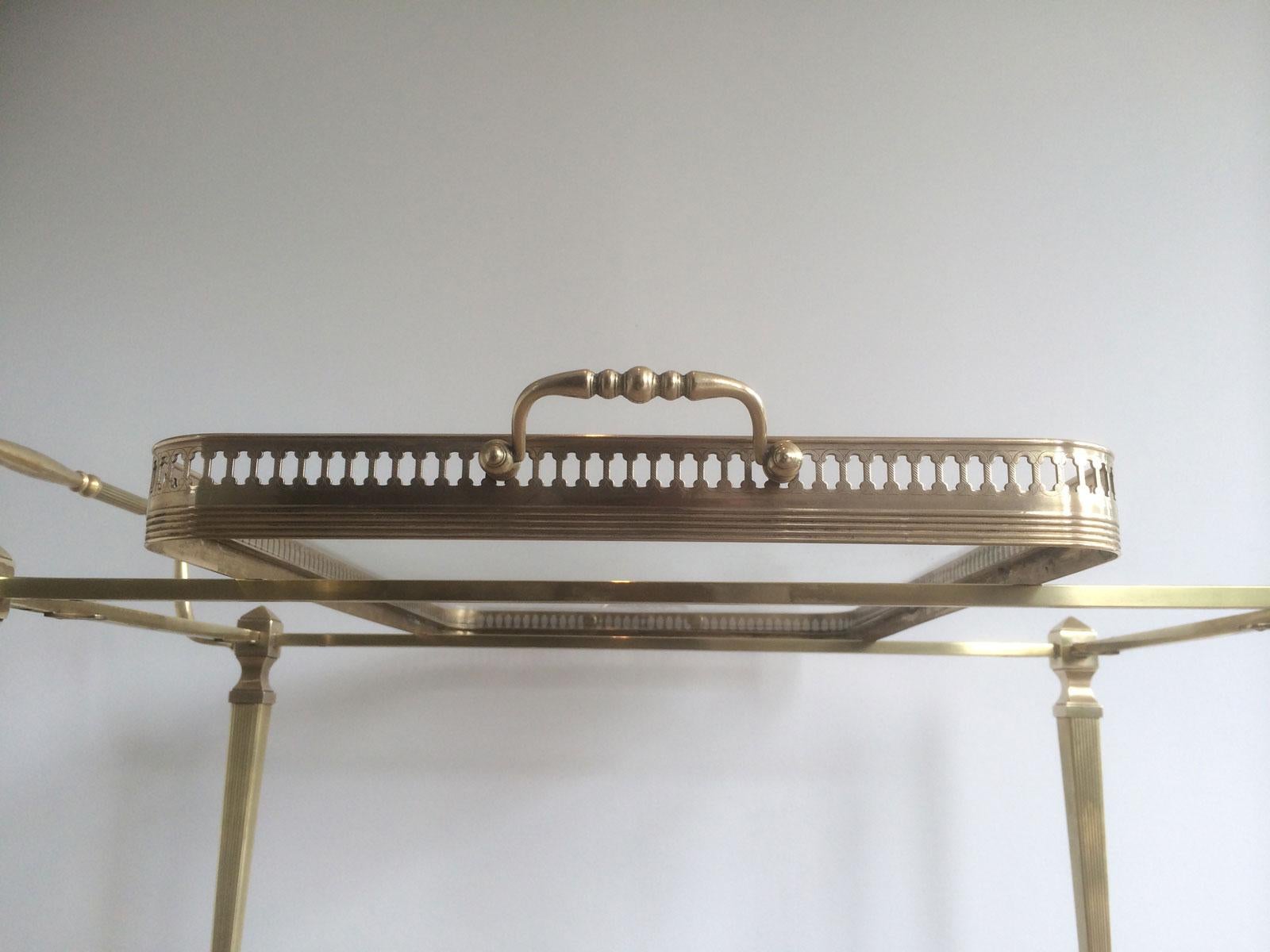 Neoclassical Style Brass Drinks Trolley with Removable Trays by Maison Jansen For Sale 7
