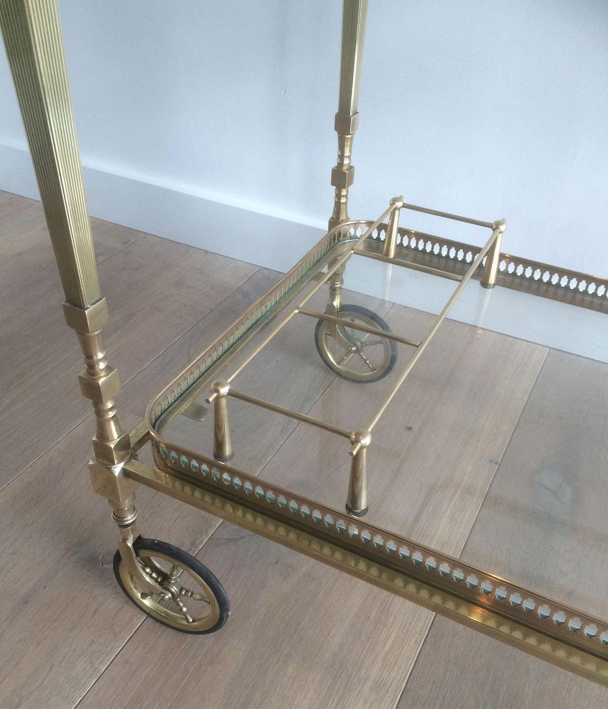 Neoclassical Style Brass Drinks Trolley with Removable Trays by Maison Jansen 9