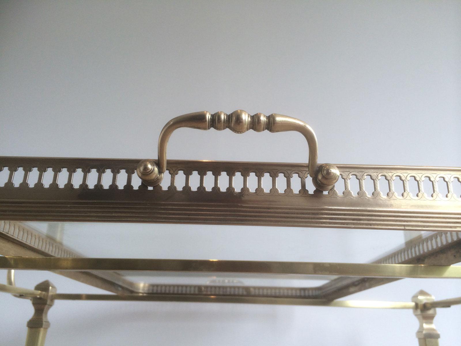Neoclassical Style Brass Drinks Trolley with Removable Trays by Maison Jansen For Sale 8