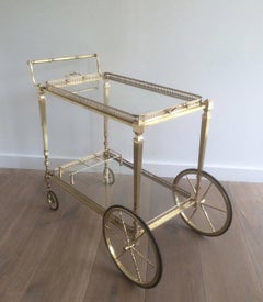 Neoclassical Style Brass Drinks Trolley with Removable Trays by Maison Jansen