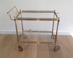 Chariot pour boissons en laiton de style néoclassique avec plateaux amovibles de la Maison Jansen