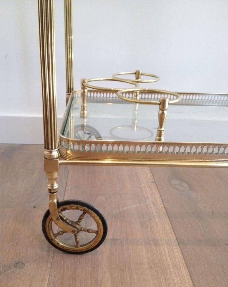 French Neoclassical Style Brass Drinks Trolley with Removable Trays by Maison Jansen