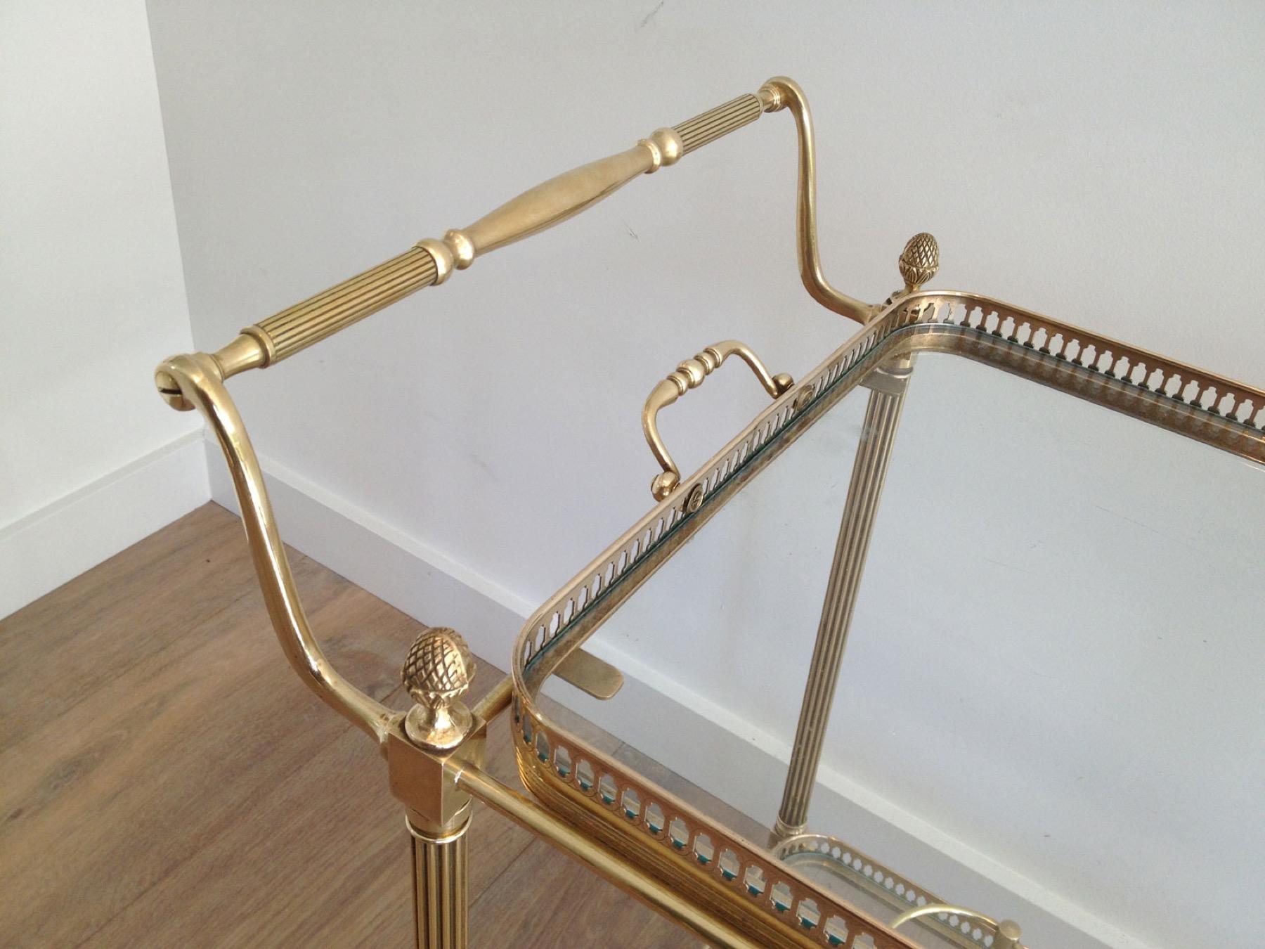French Neoclassical Style Brass Drinks Trolley with Removable Trays by Maison Jansen
