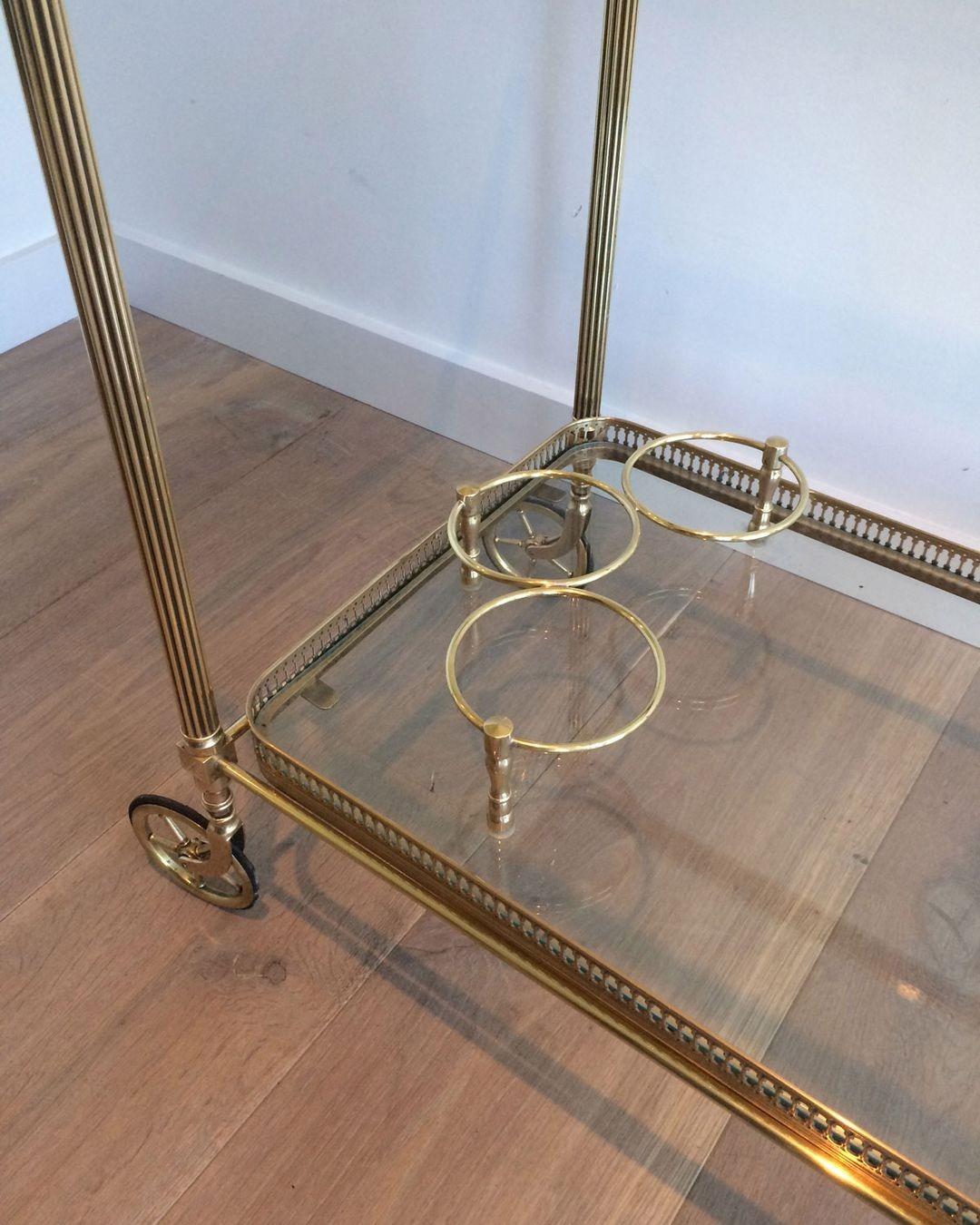 French Neoclassical Style Brass Drinks Trolley with Removable Trays by Maison Jansen