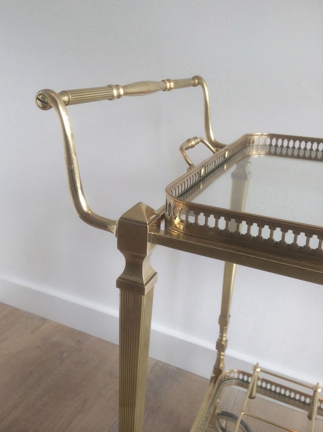 Neoclassical Style Brass Drinks Trolley with Removable Trays by Maison Jansen 1