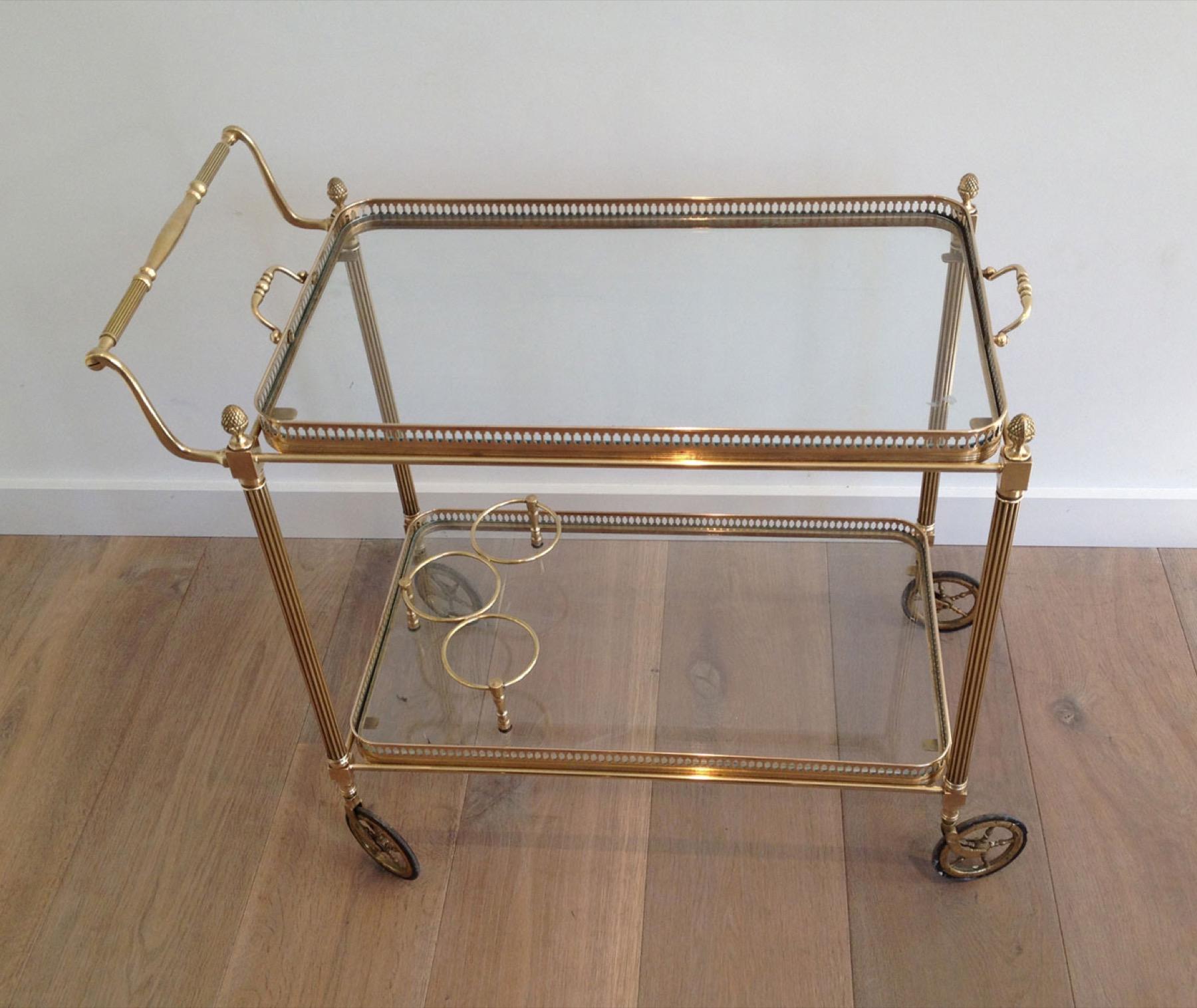 Neoclassical Style Brass Drinks Trolley with Removable Trays by Maison Jansen 3
