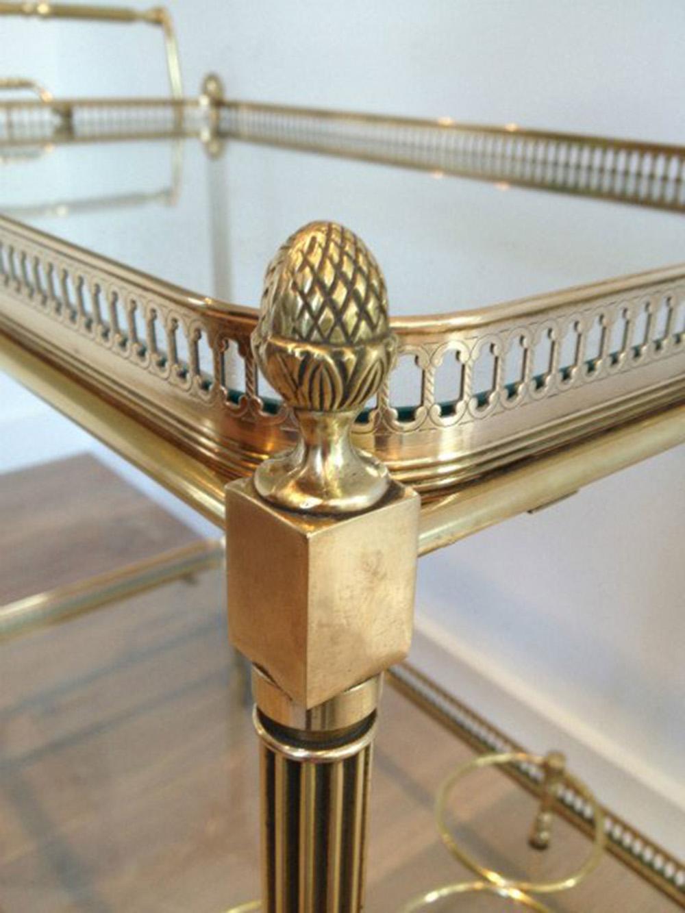 Neoclassical Style Brass Drinks Trolley with Removable Trays by Maison Jansen 2