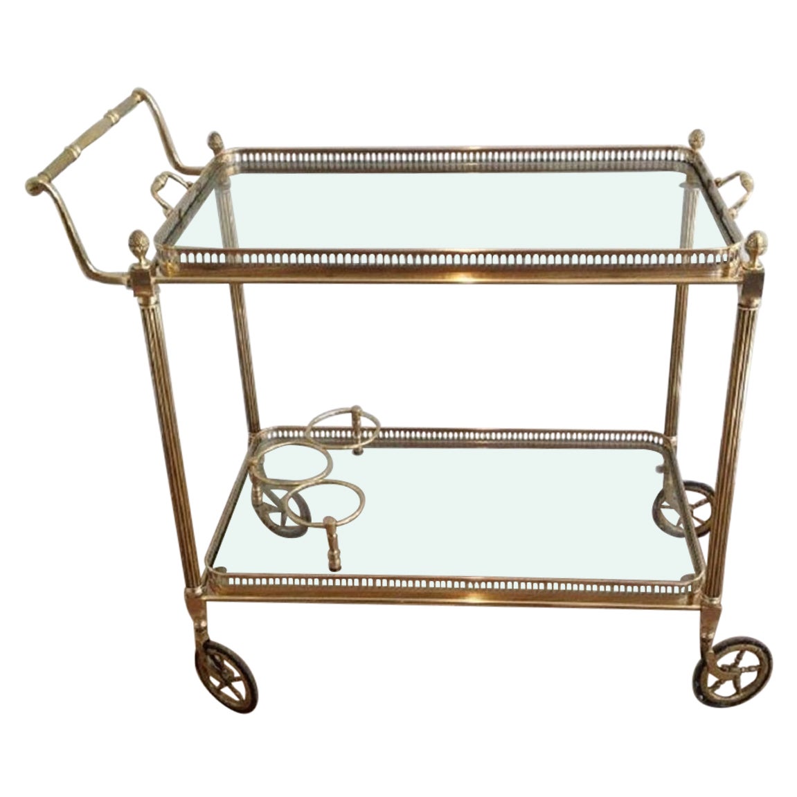 Neoclassical Style Brass Drinks Trolley with Removable Trays by Maison Jansen