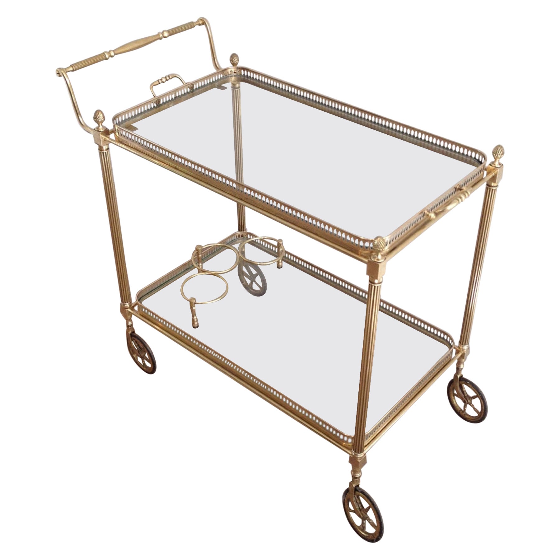 Neoclassical Style Brass Drinks Trolley with Removable Trays by Maison Jansen