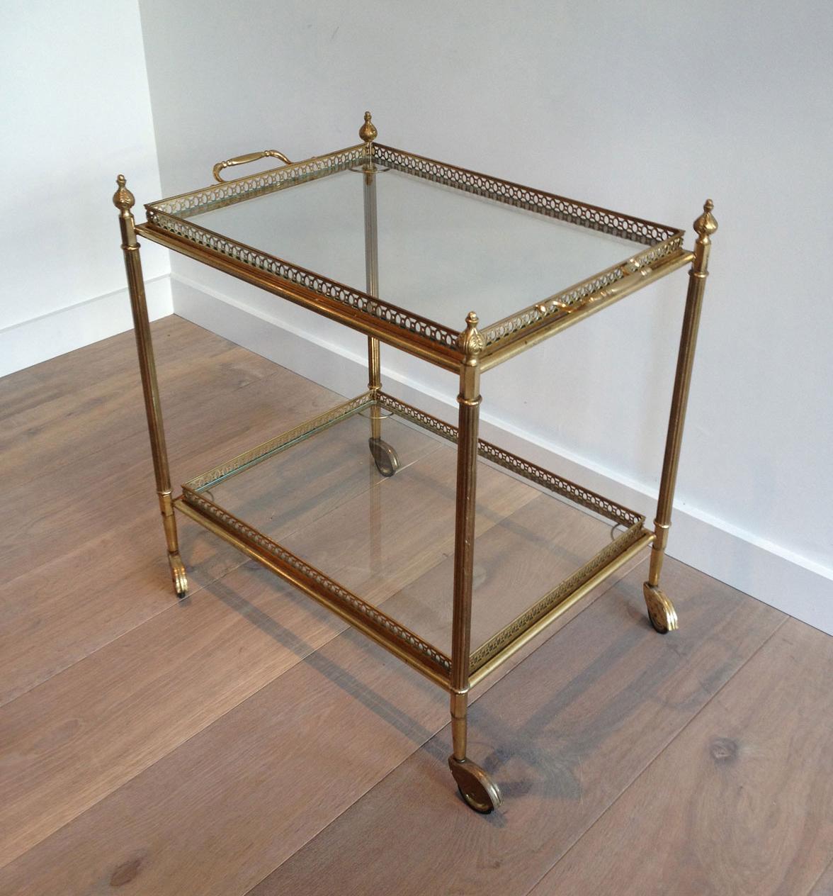 Neoclassical Style Brass Drinks Trolley with Removable Trays For Sale 6