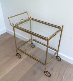 Neoclassical Style Brass Drinks Trolley with Removable Trays
