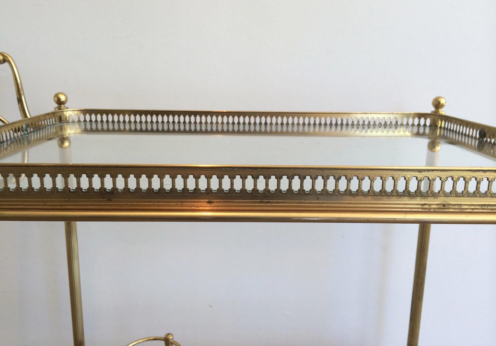 Mid-20th Century Neoclassical Style Brass Drinks Trolley with Removable Trays For Sale