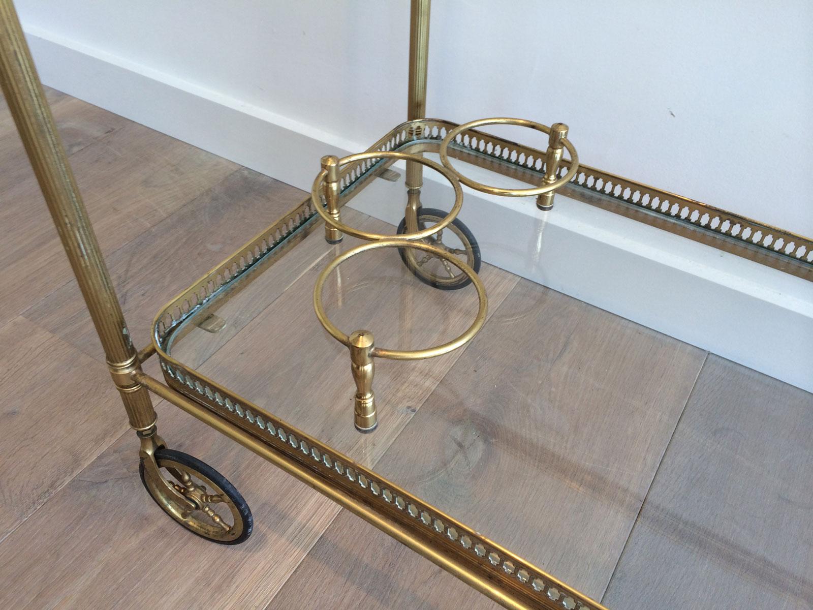 Neoclassical Style Brass Drinks Trolley with Removable Trays For Sale 1