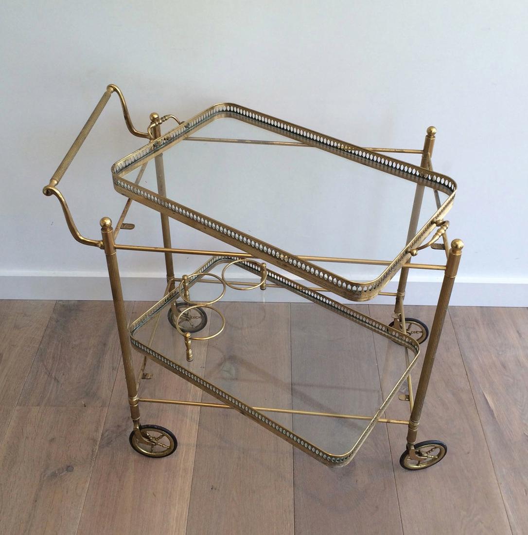 Neoclassical Style Brass Drinks Trolley with Removable Trays For Sale 2