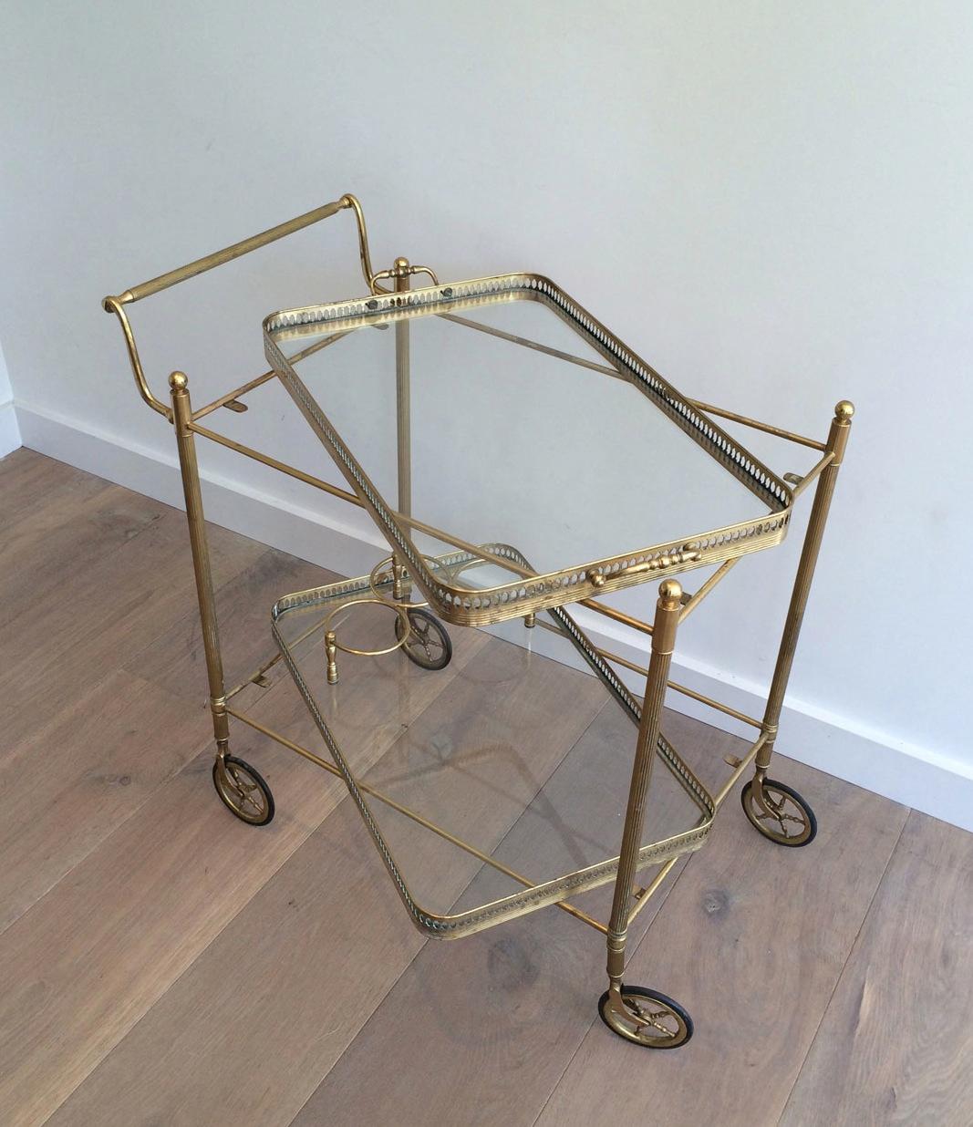 Neoclassical Style Brass Drinks Trolley with Removable Trays For Sale 3