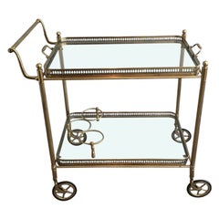 Neoclassical Style Brass Drinks Trolley with Removable Trays
