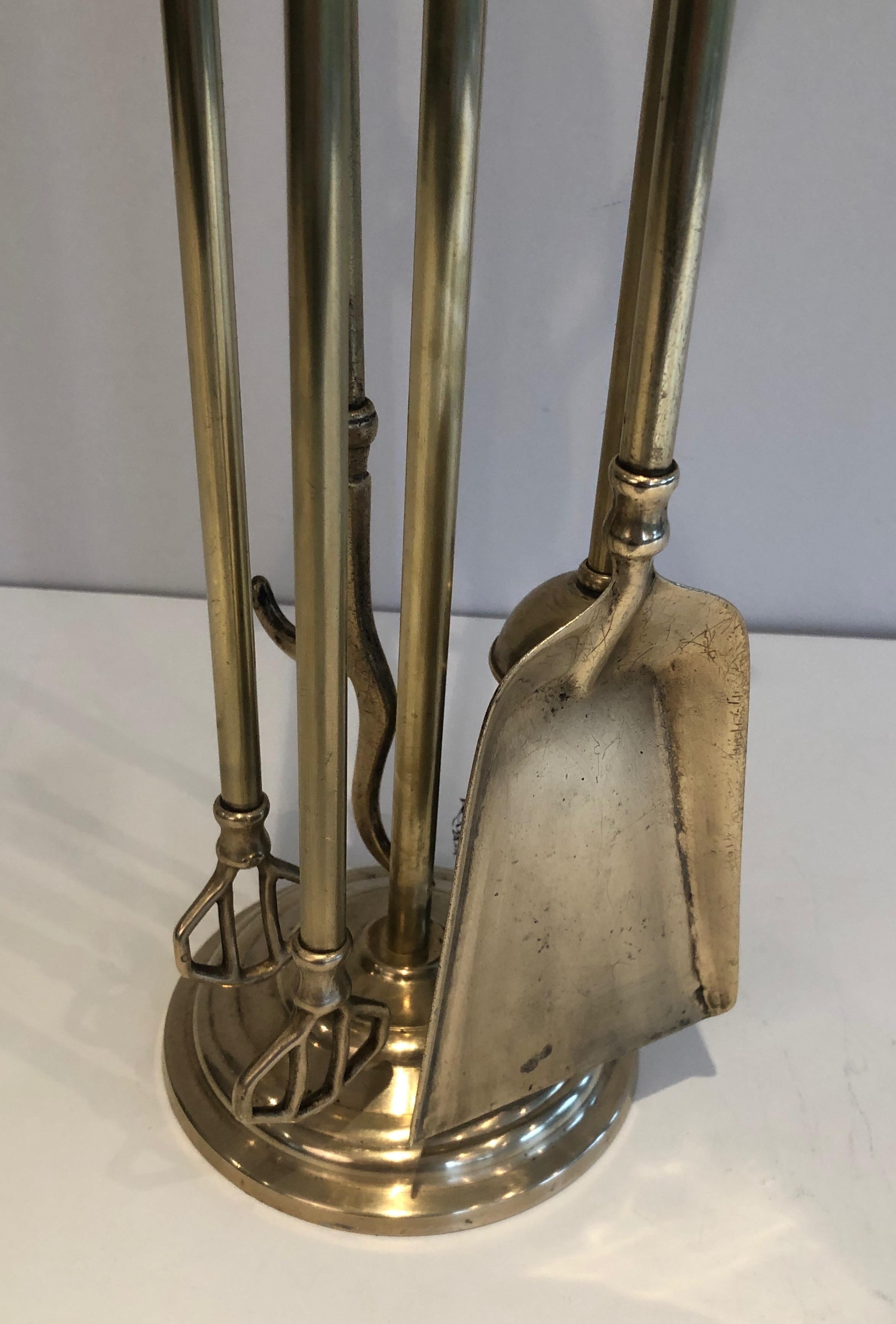 Neoclassical Style Brass Duck Heads Fireplace Tools, French, circa 1970 6