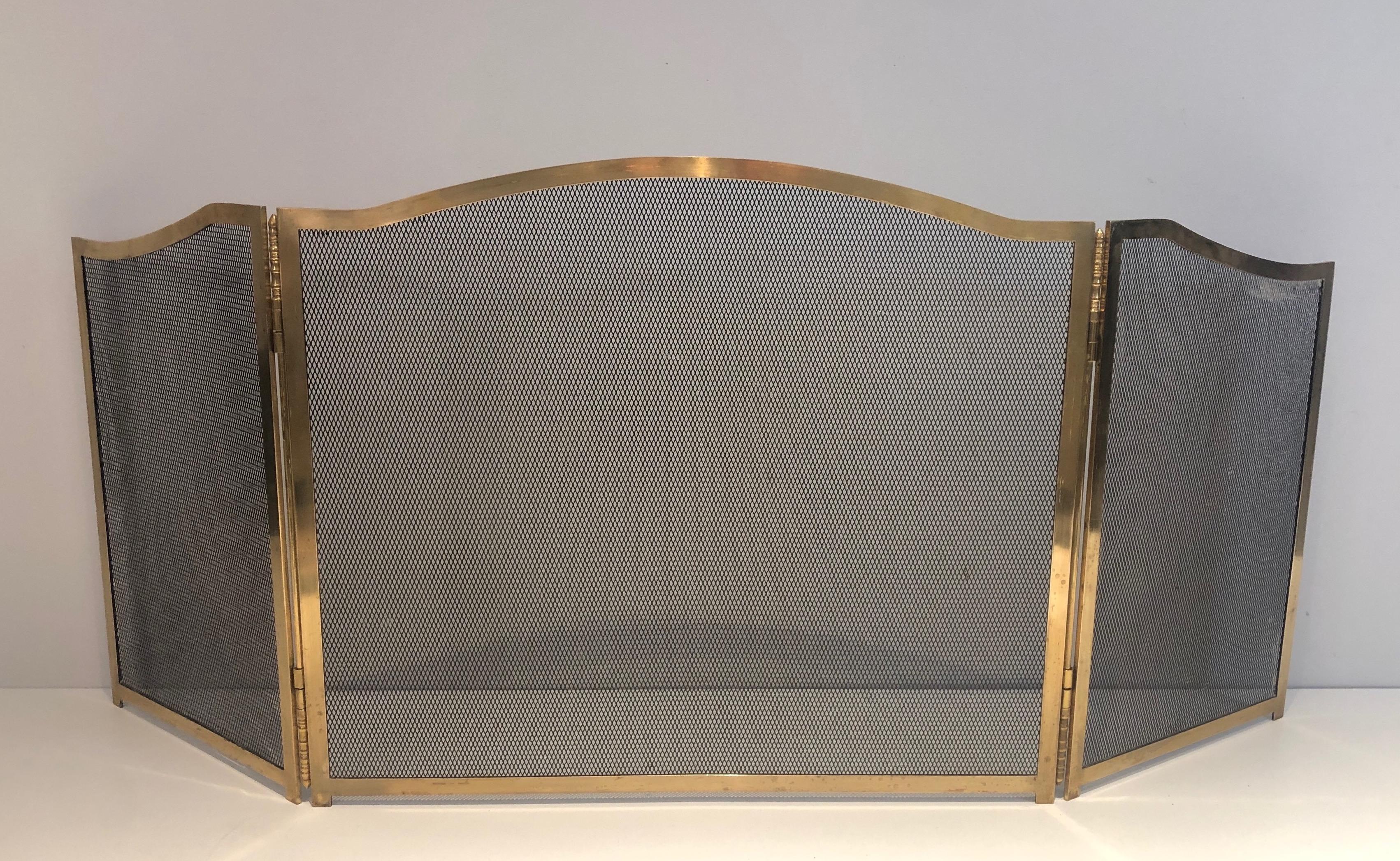 Neoclassical Style Brass Fireplace Screen, French, Circa 1970 For Sale 6
