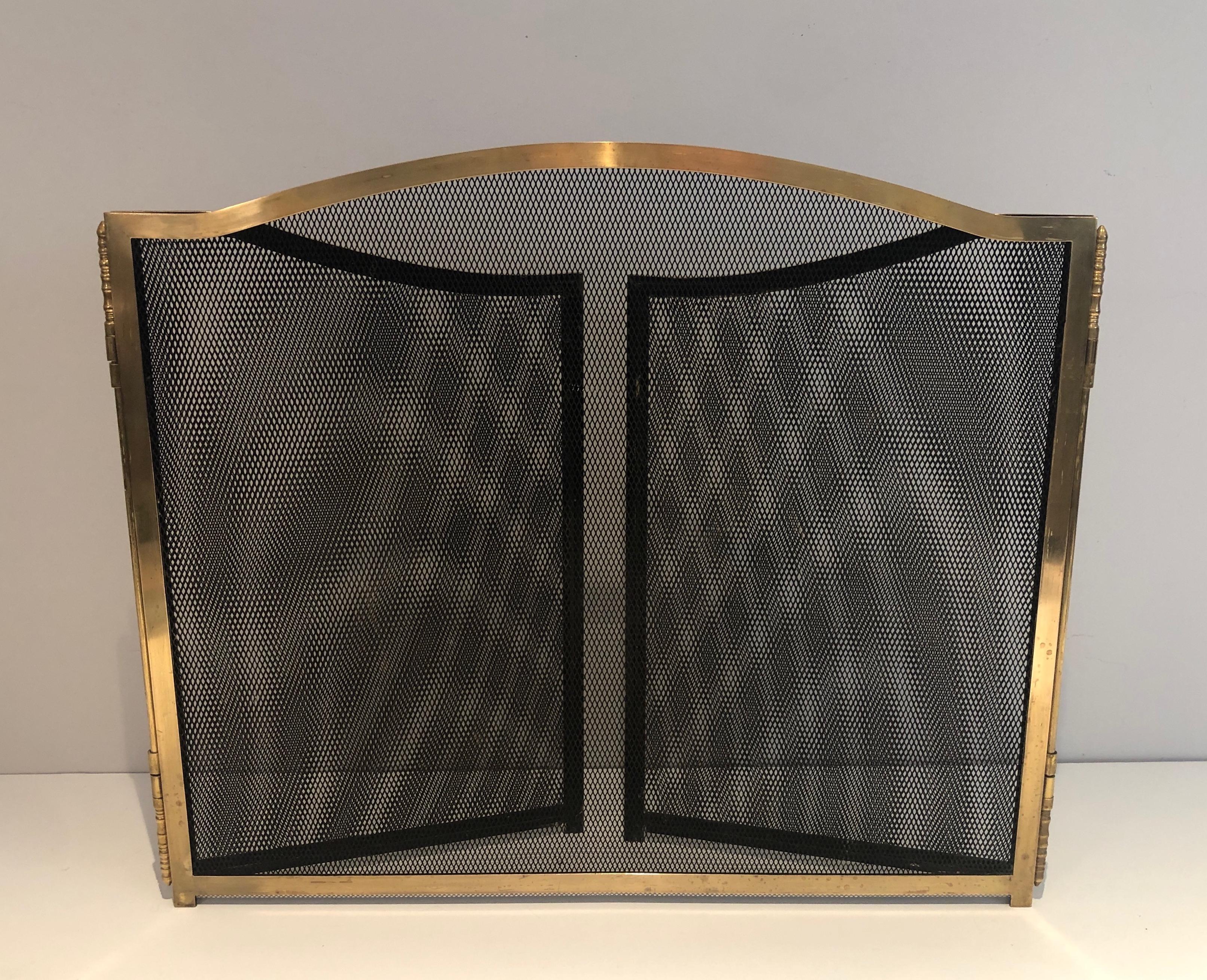 Neoclassical Style Brass Fireplace Screen, French, Circa 1970 For Sale 8