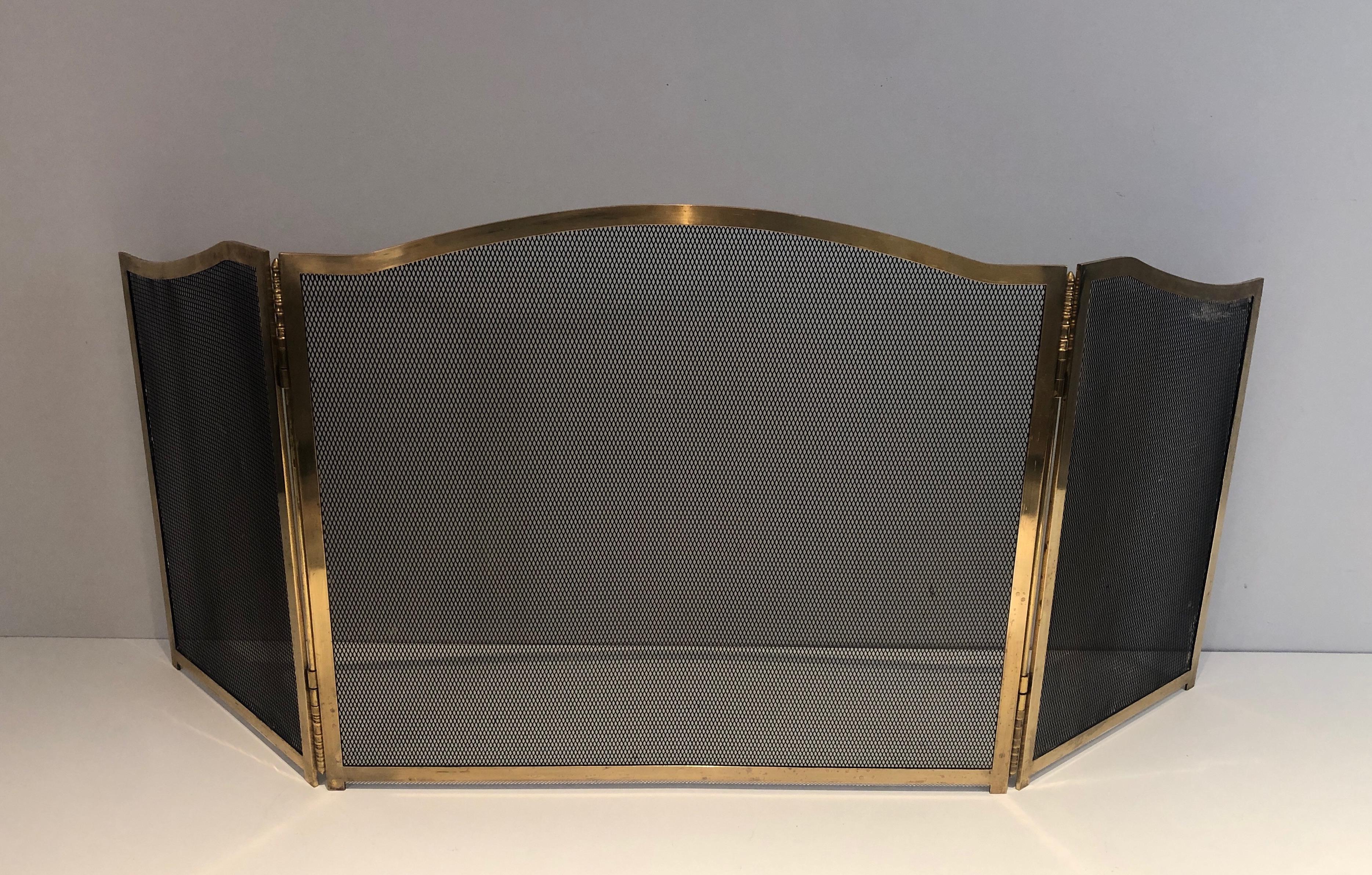 Neoclassical Style Brass Fireplace Screen, French, Circa 1970 For Sale 9