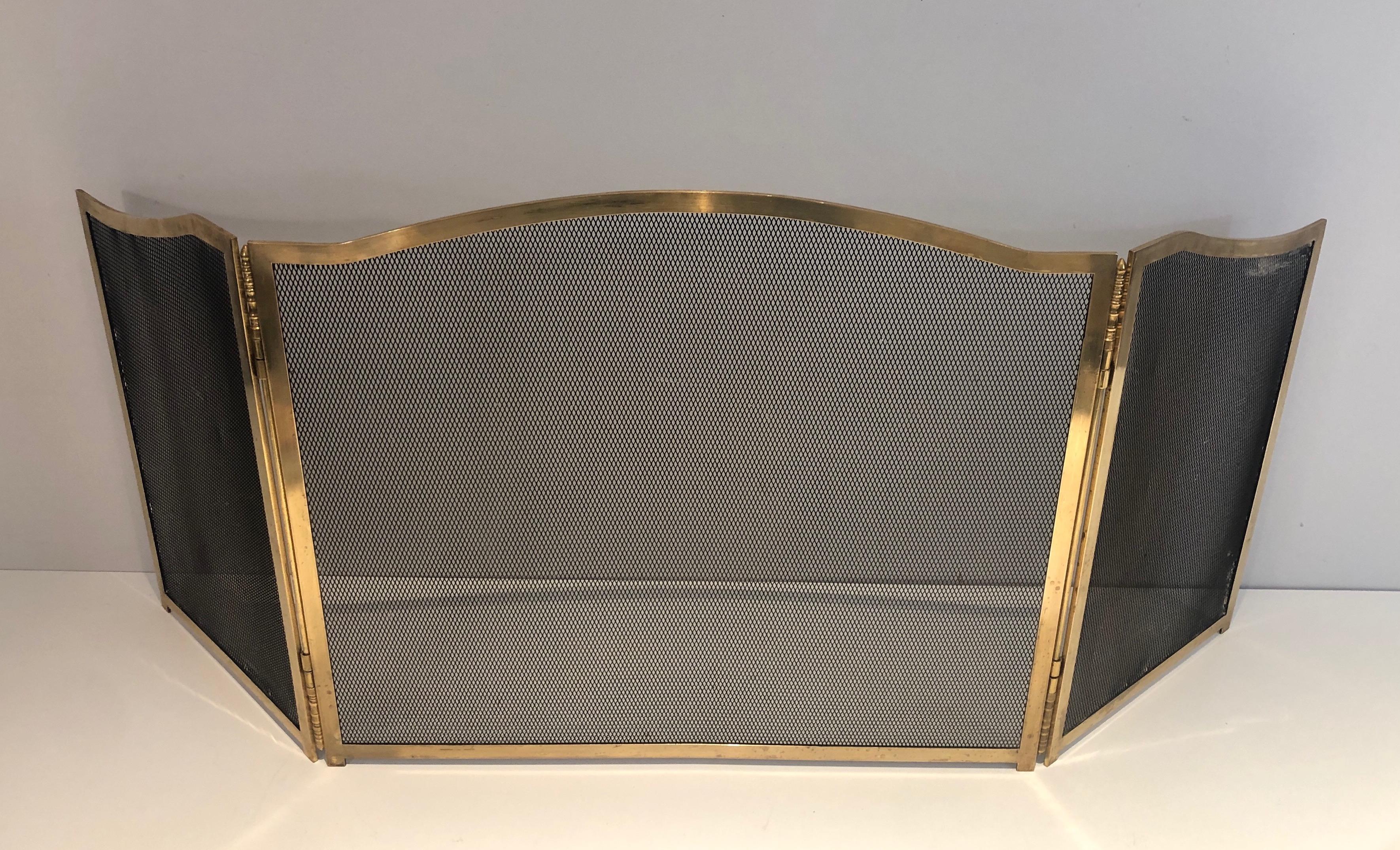 Neoclassical Style Brass Fireplace Screen, French, Circa 1970 For Sale 10