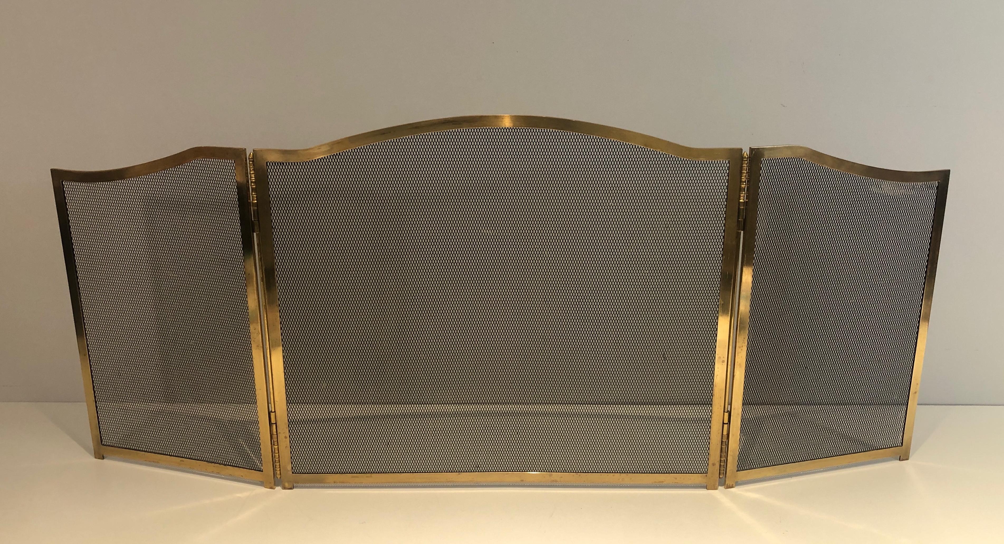 Neoclassical Style Brass Fireplace Screen, French, Circa 1970 For Sale 12