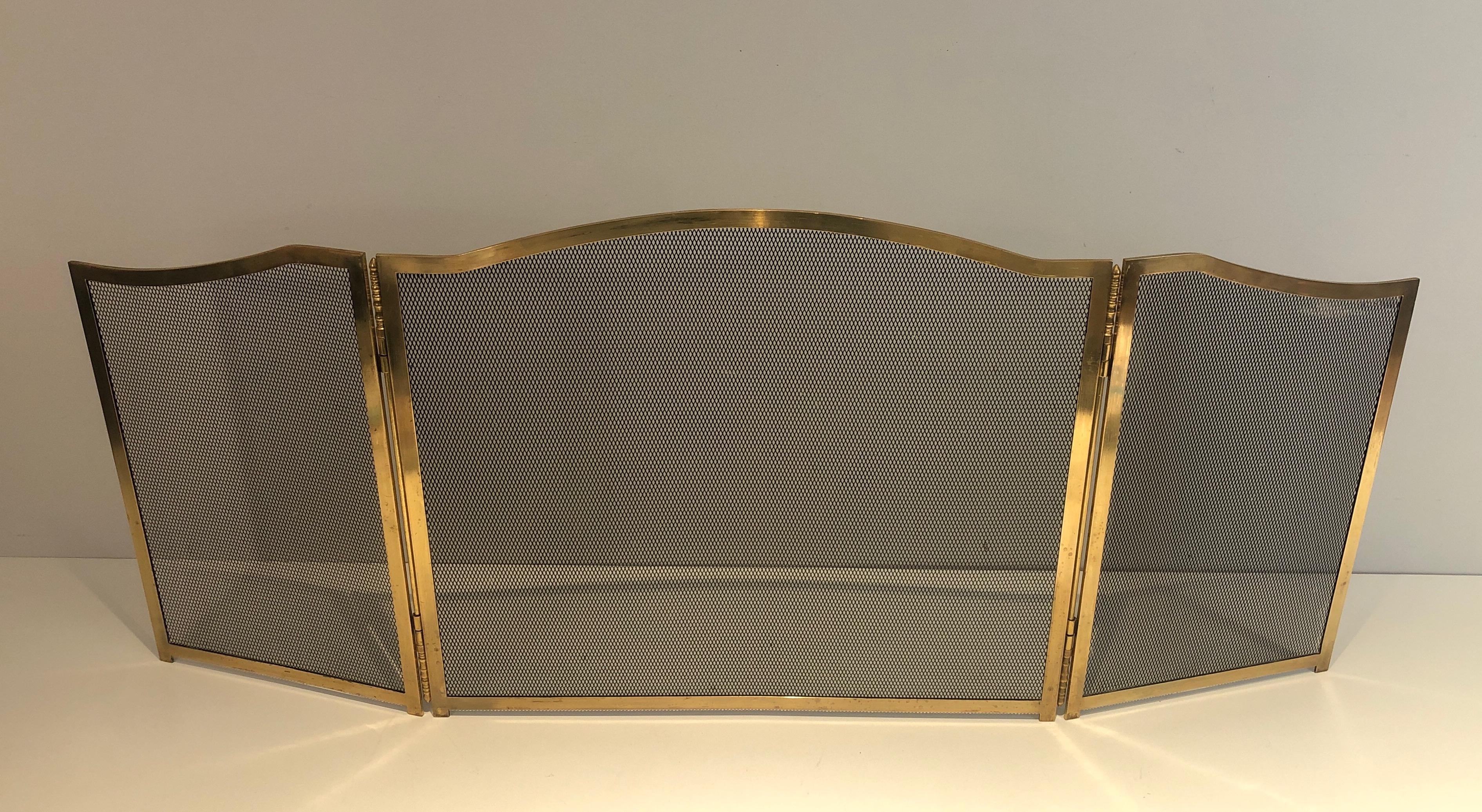 Neoclassical Style Brass Fireplace Screen, French, Circa 1970 For Sale 13