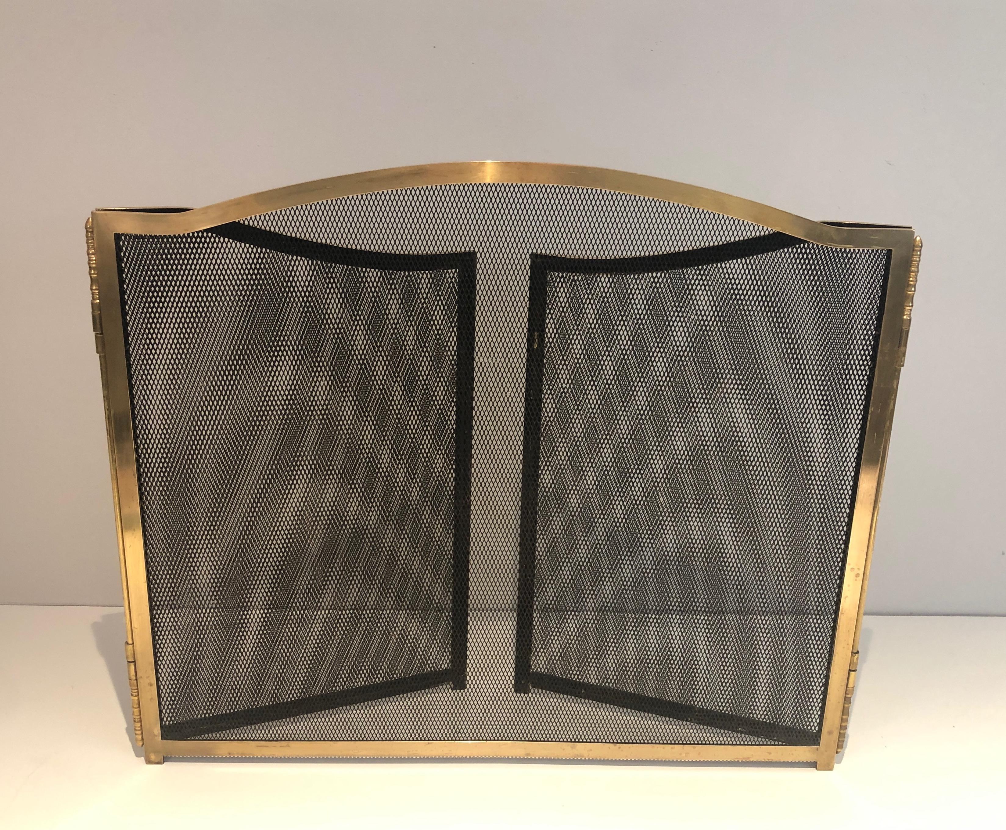 Neoclassical Style Brass Fireplace Screen, French, Circa 1970 For Sale 4