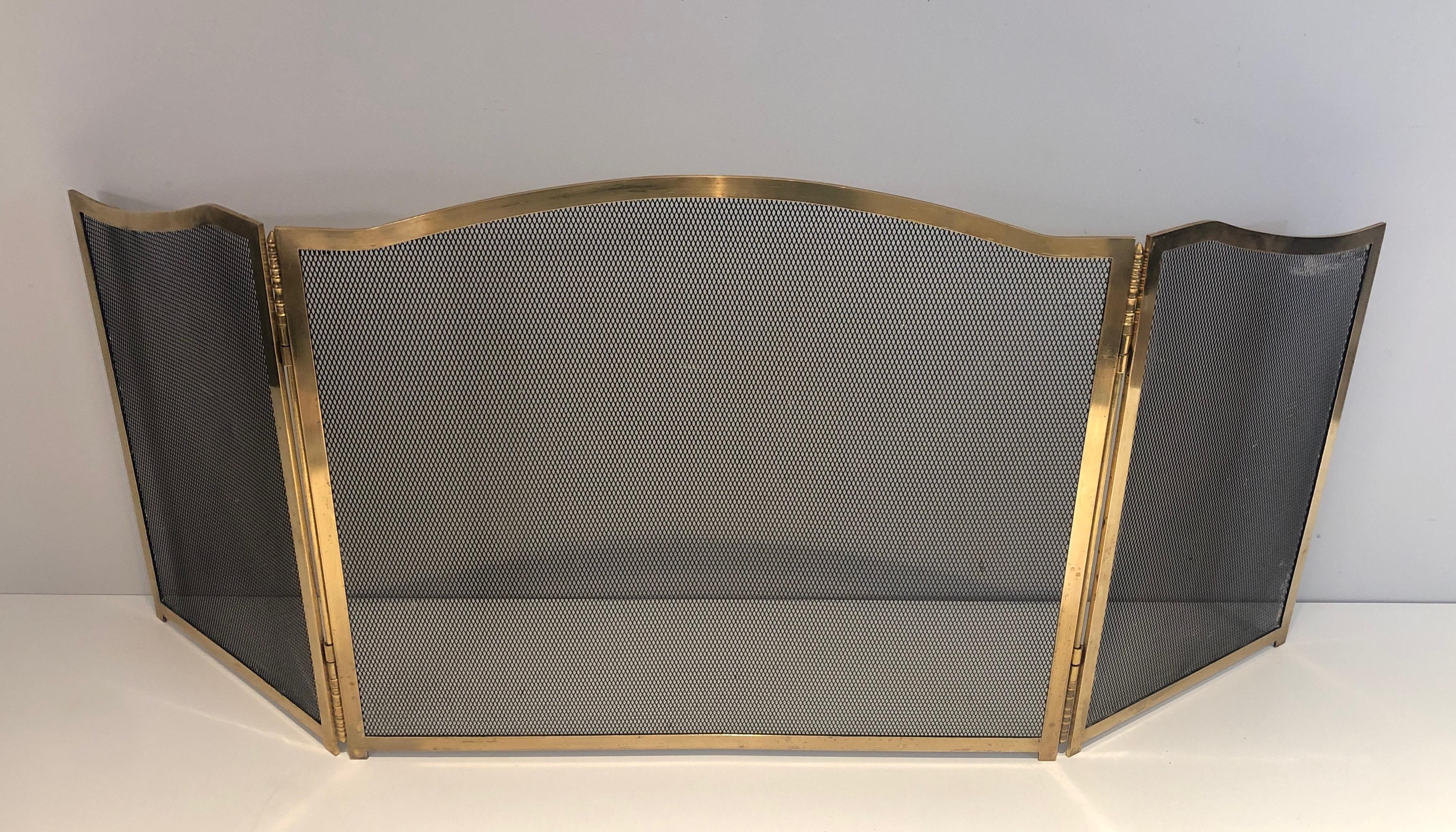 Neoclassical Style Brass Fireplace Screen, French, Circa 1970 For Sale 5