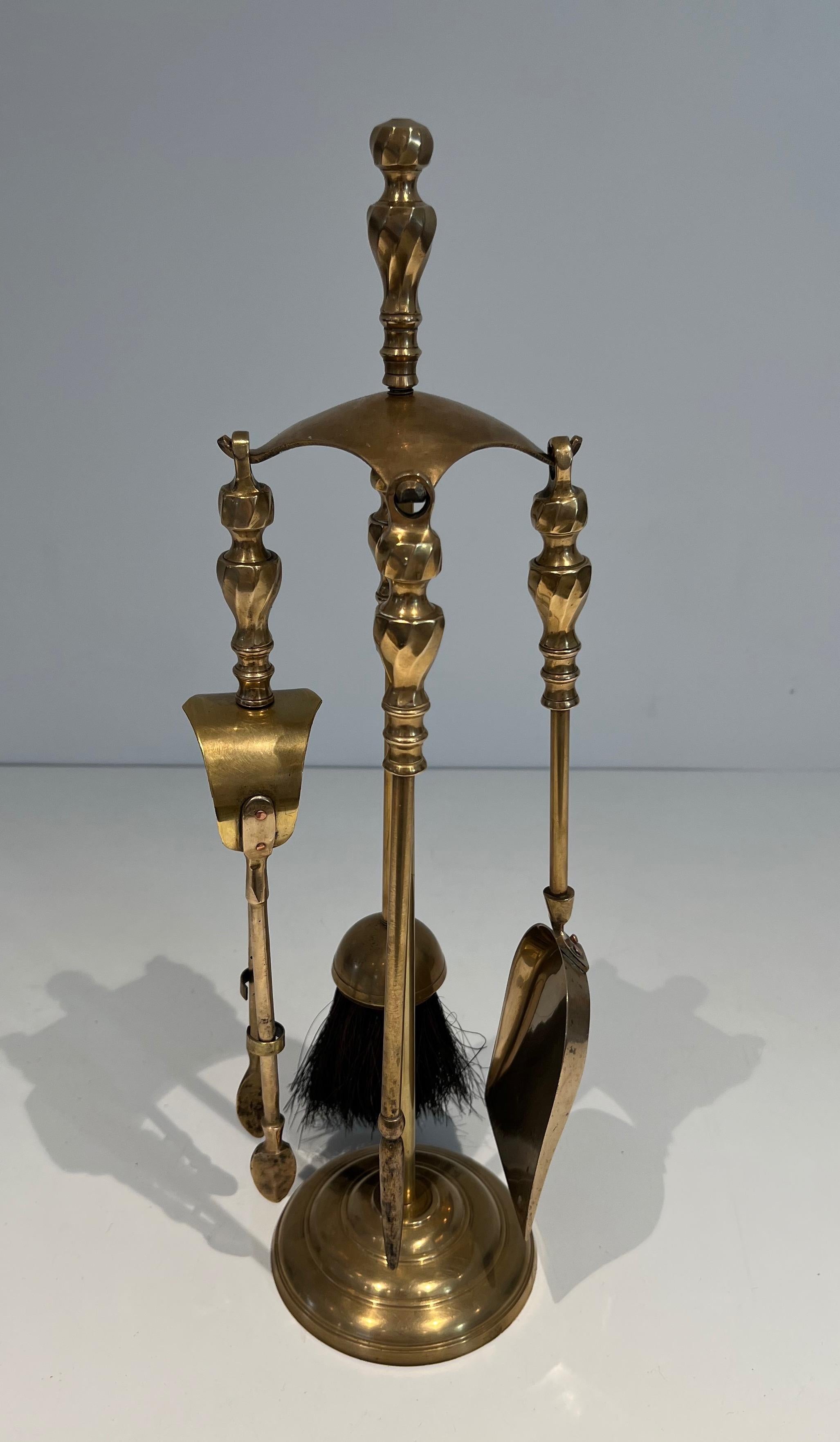Neoclassical Style Brass Fireplace Tools For Sale 6