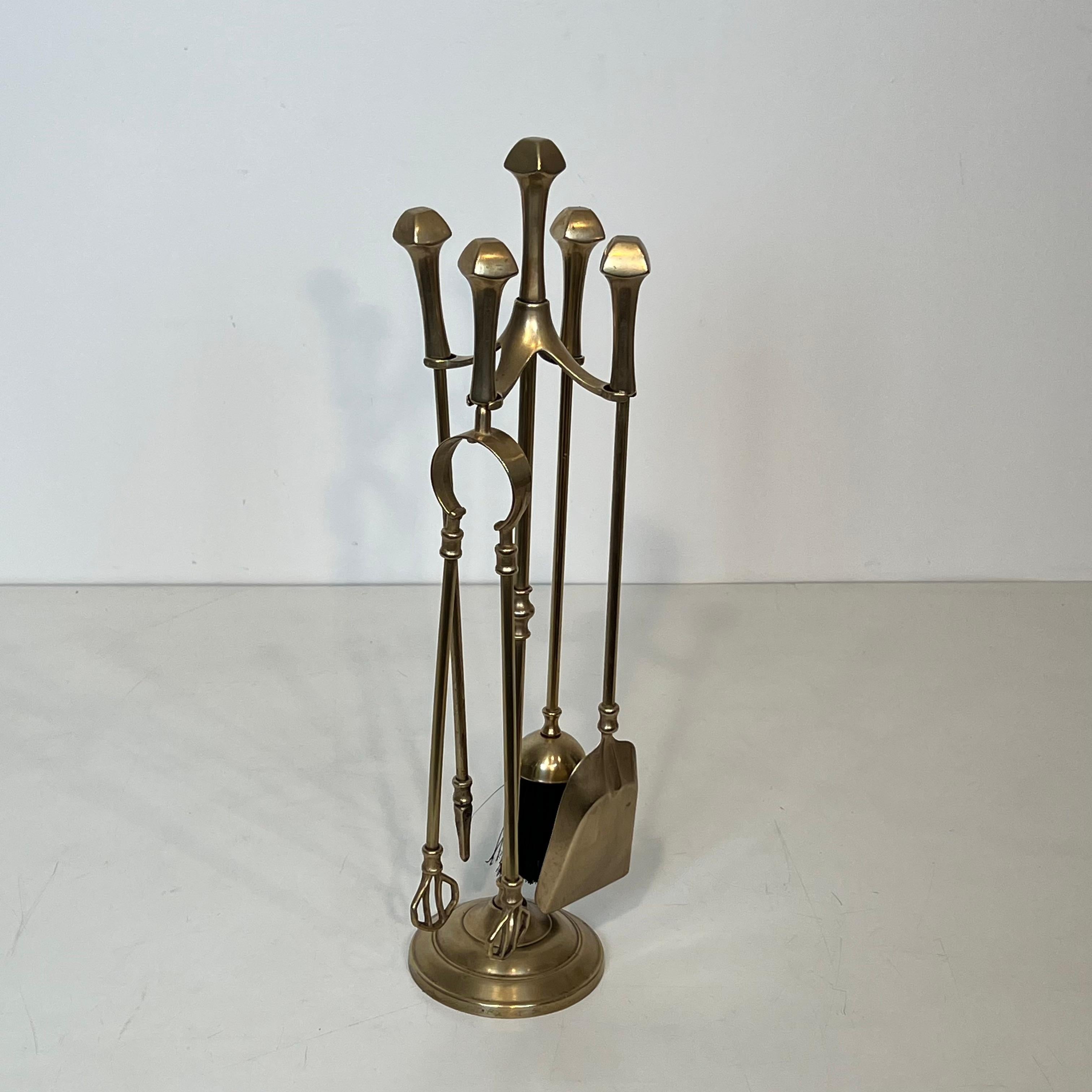 Neoclassical Style Brass Fireplace Tools For Sale 6