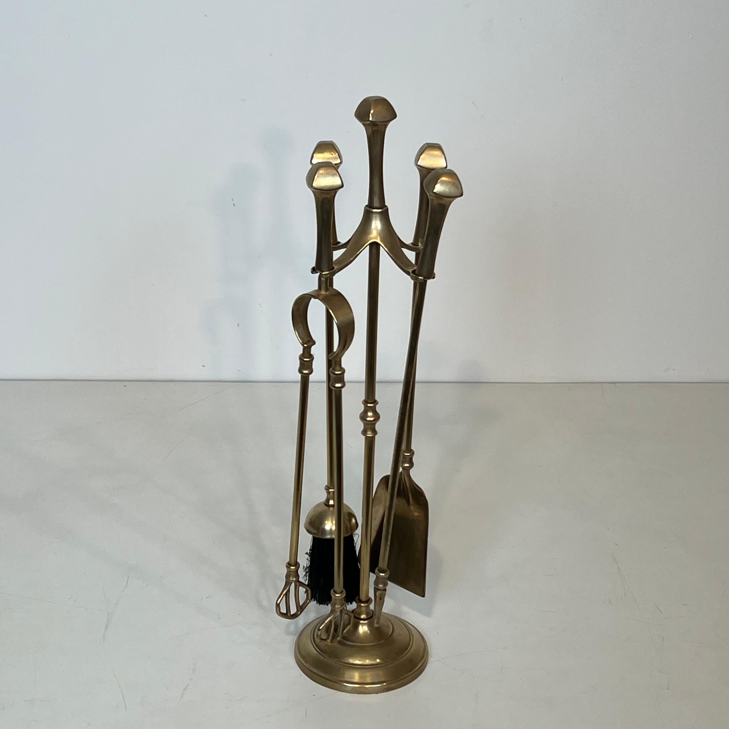 Neoclassical Style Brass Fireplace Tools For Sale 7