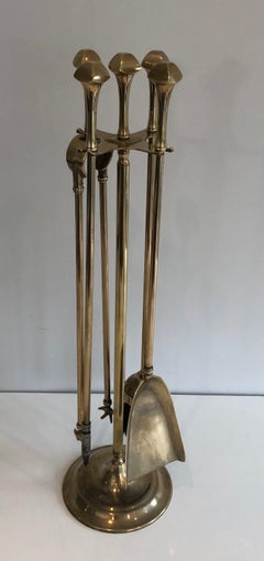 Neoclassical Style Brass Fireplace Tools
