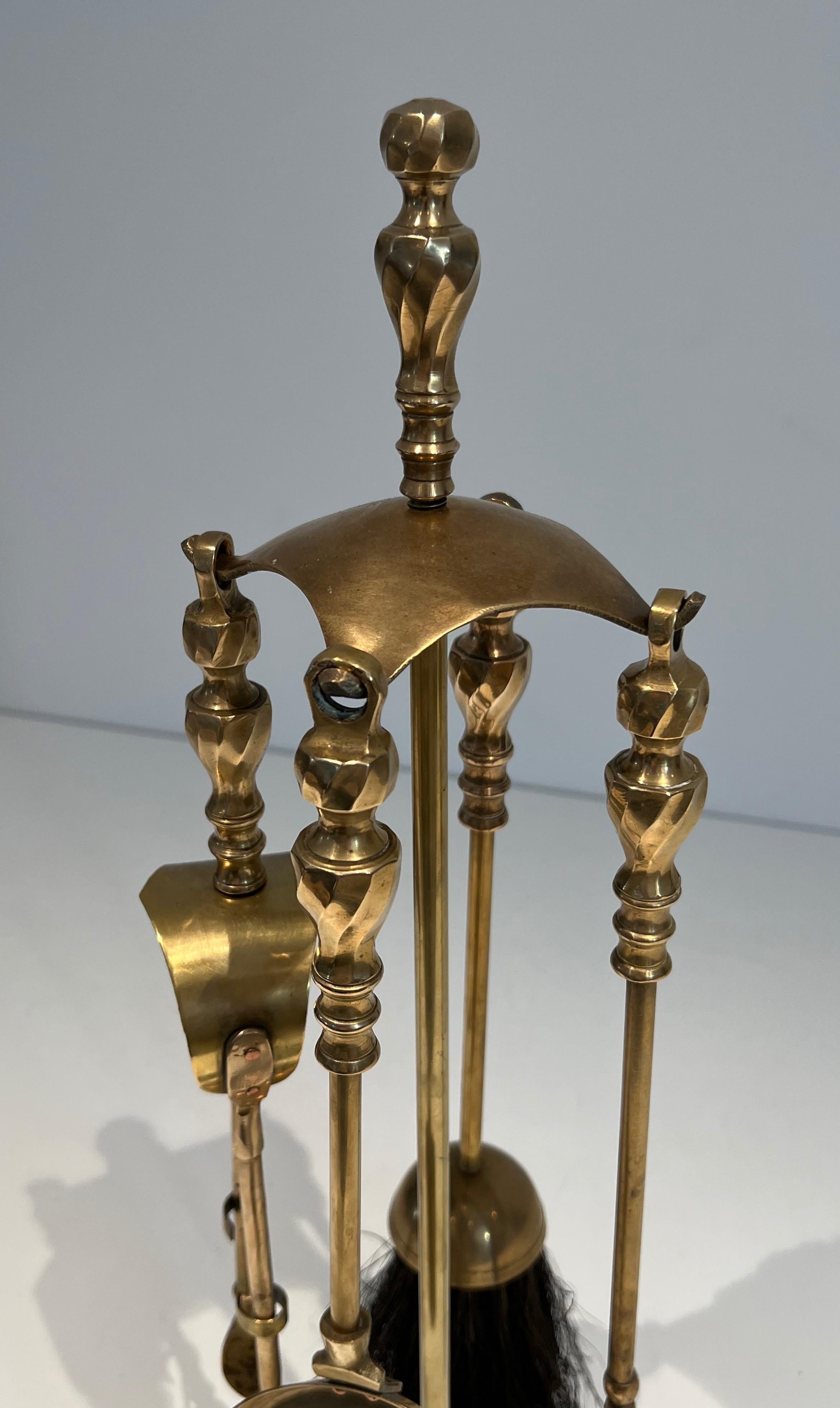 Neoclassical Style Brass Fireplace Tools In Good Condition For Sale In Marcq-en-Barœul, Hauts-de-France