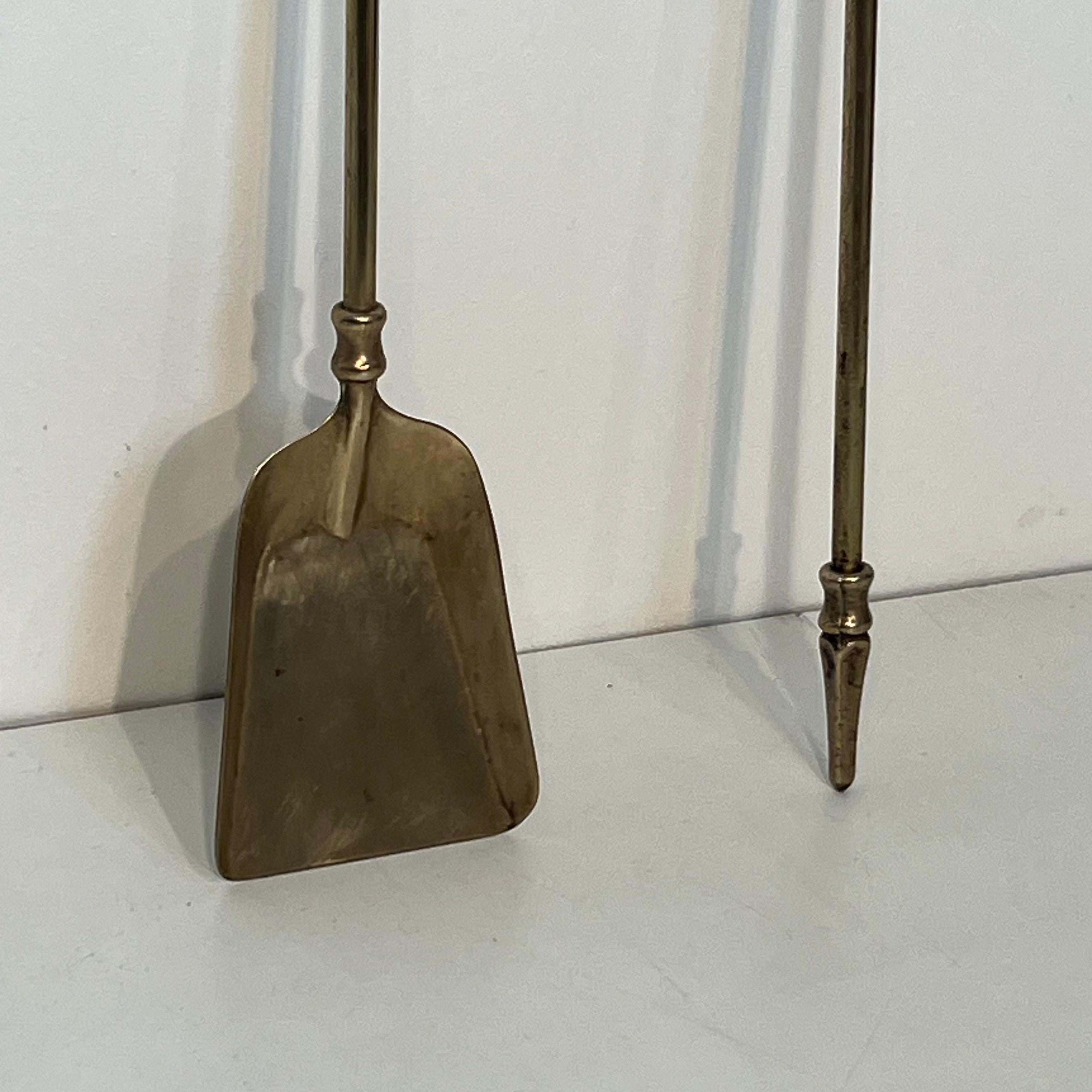 Neoclassical Style Brass Fireplace Tools For Sale 2