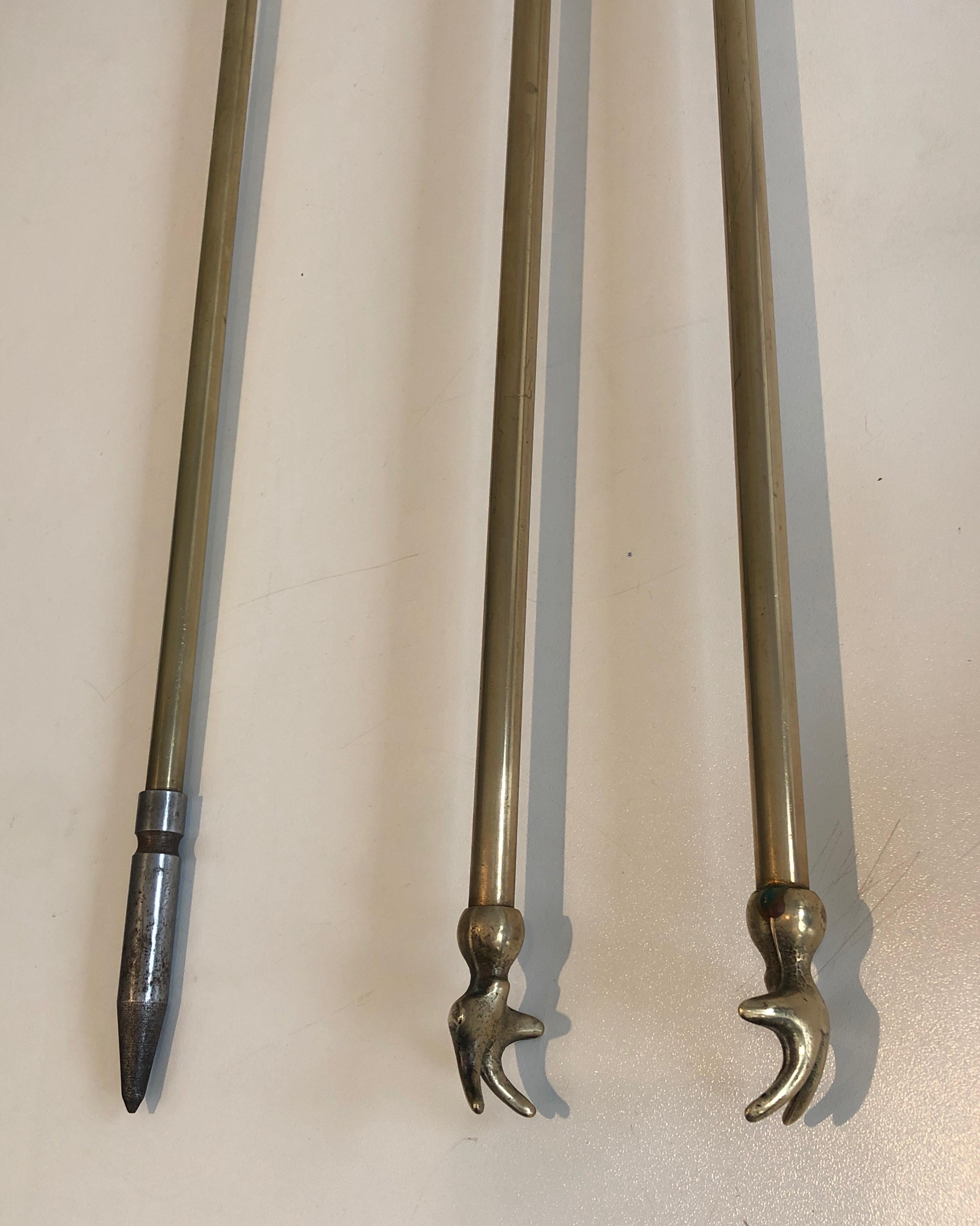 Strumenti per caminetto in ottone in stile neoclassico in vendita 2