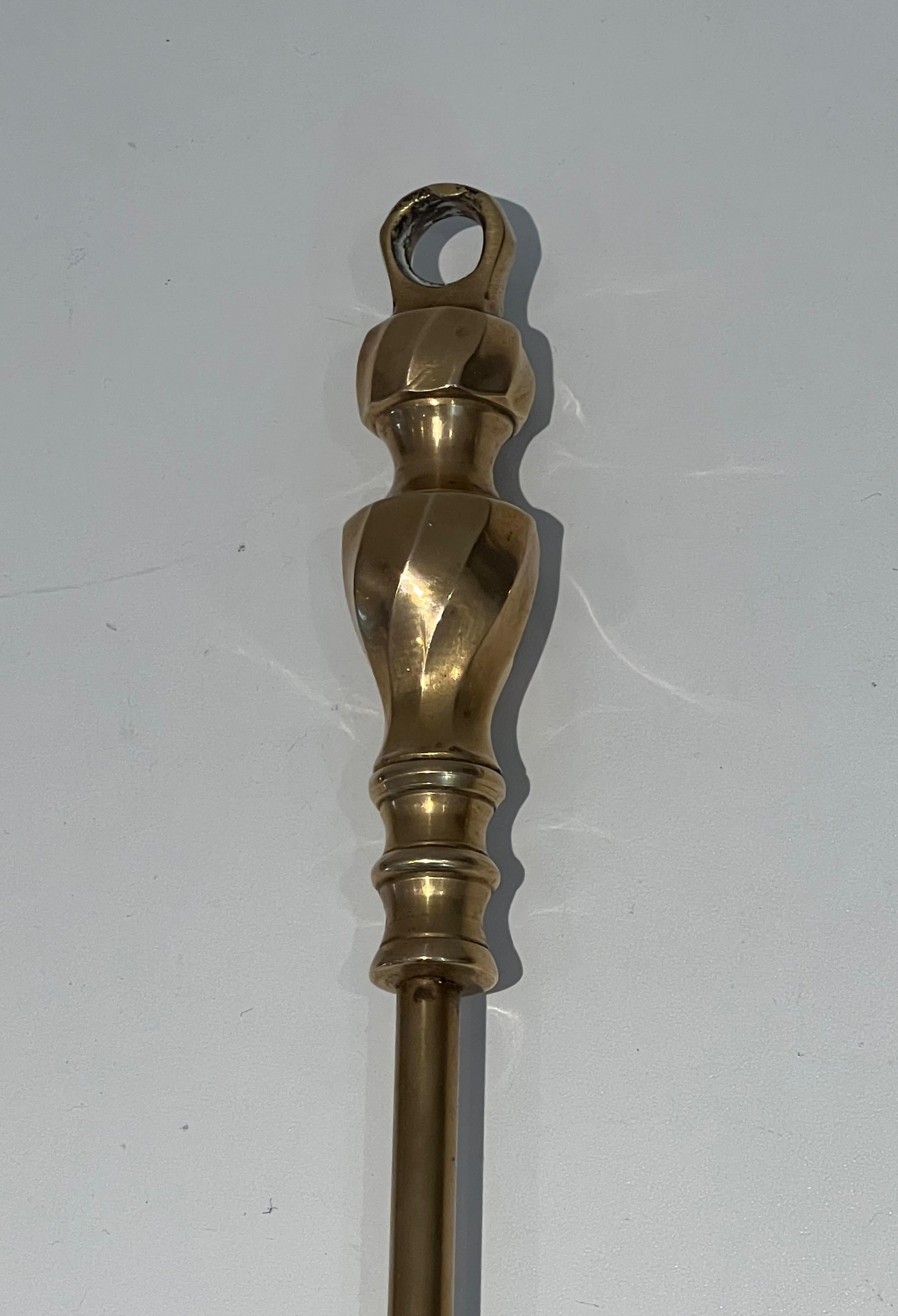 Neoclassical Style Brass Fireplace Tools For Sale 4