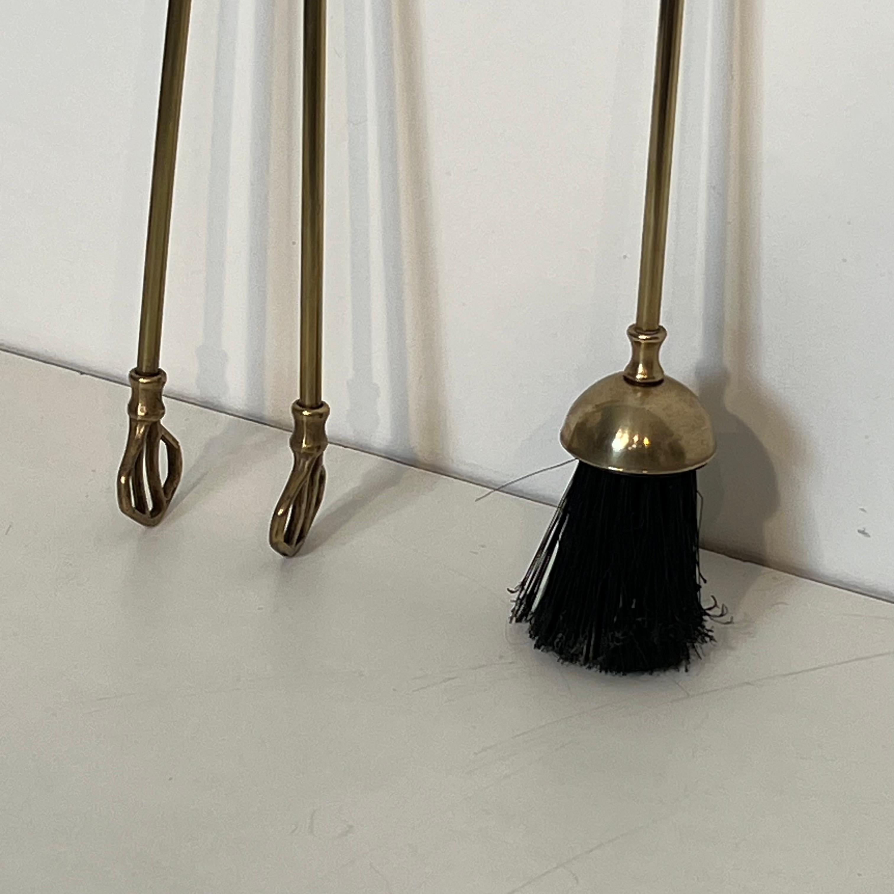 Neoclassical Style Brass Fireplace Tools For Sale 4