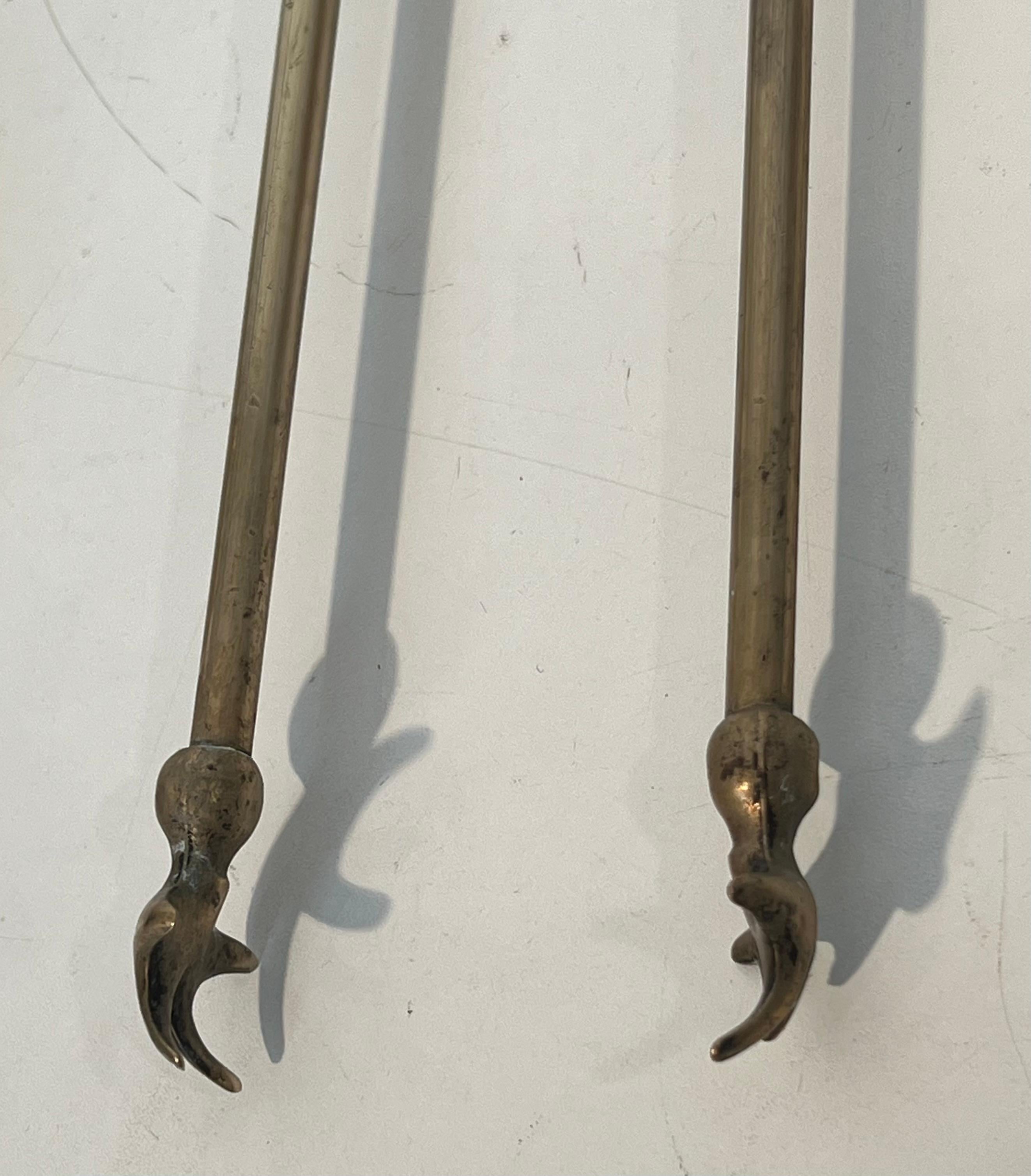 Strumenti per caminetto in ottone in stile neoclassico. Francese. Circa 1970 in vendita 9